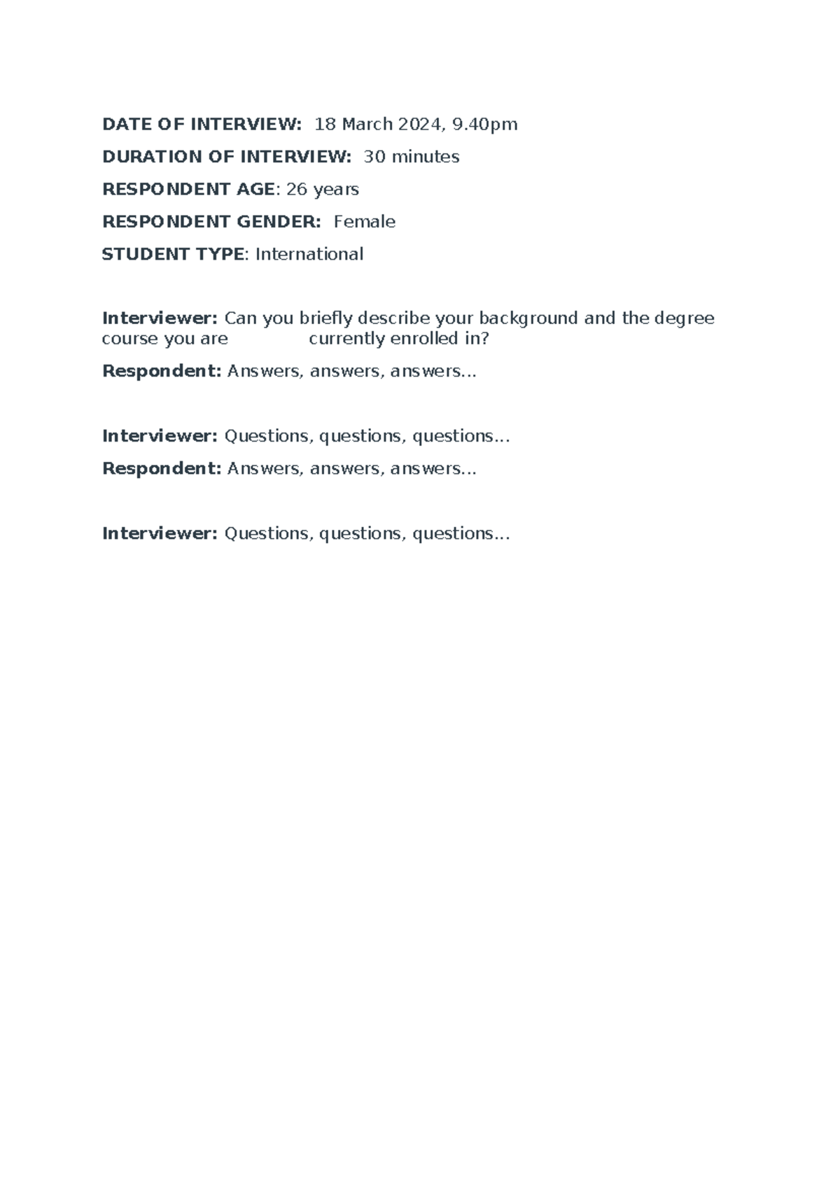 Transcript format - AMB201 - DATE OF INTERVIEW: 18 March 2024, 9 ...