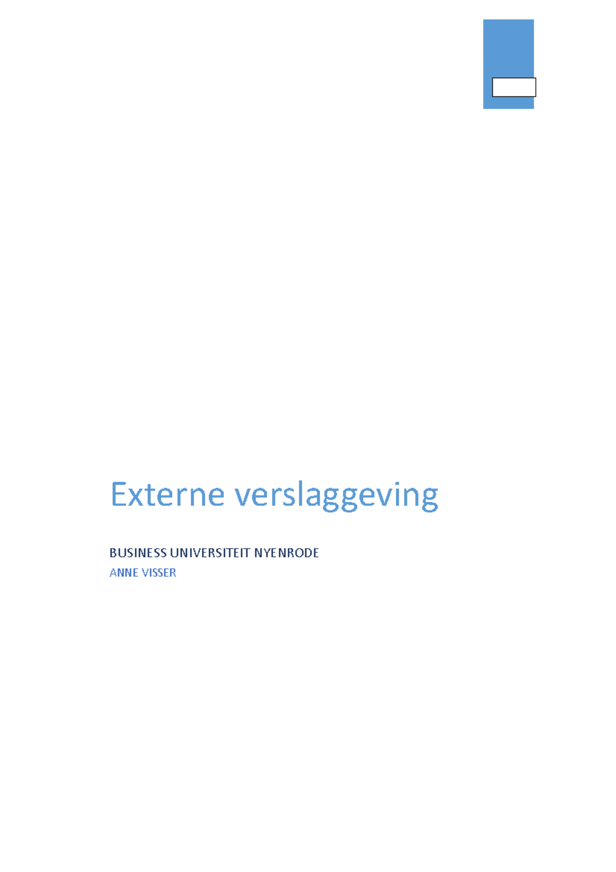 Samenvatting Externe Verslaggeving - Externe Verslaggeving BUSINESS ...