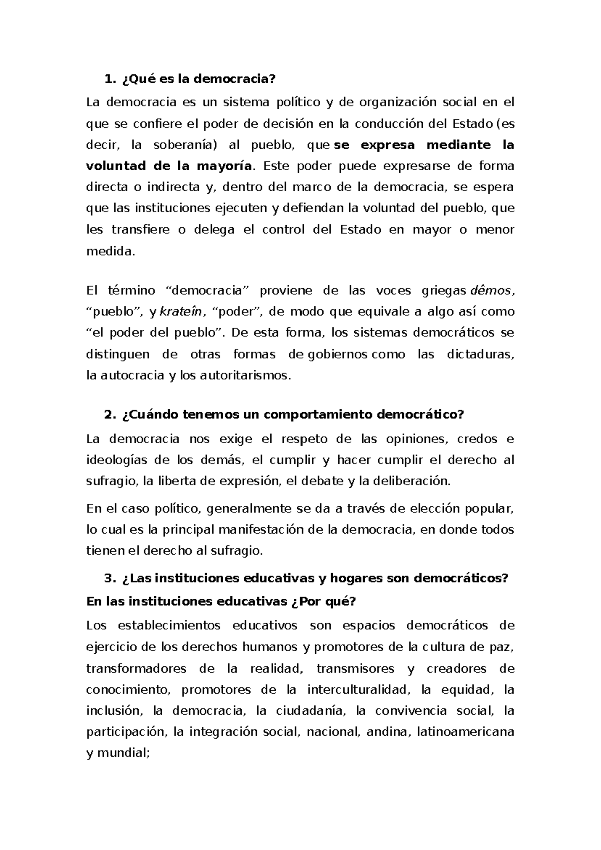 Qué Es La Democracia ¿qué Es La Democracia La Democracia Es Un Sistema Político Y De