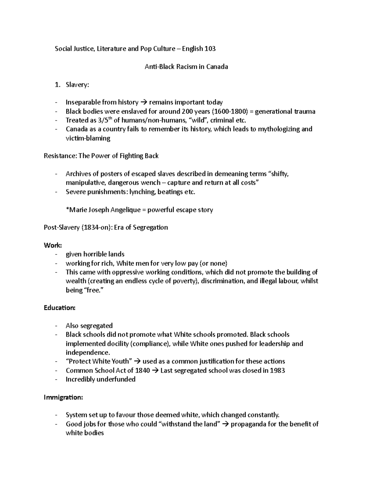 English 103 - Anti-Black Racism - Social Justice, Literature and Pop ...