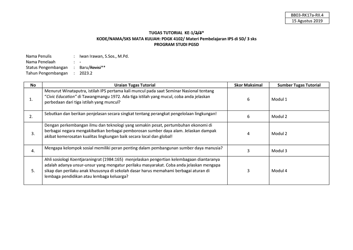 Tugas Tutorial KE-1 - BB03-RK17a-RII. 15 Agustus 2019 TUGAS TUTORIAL KE ...