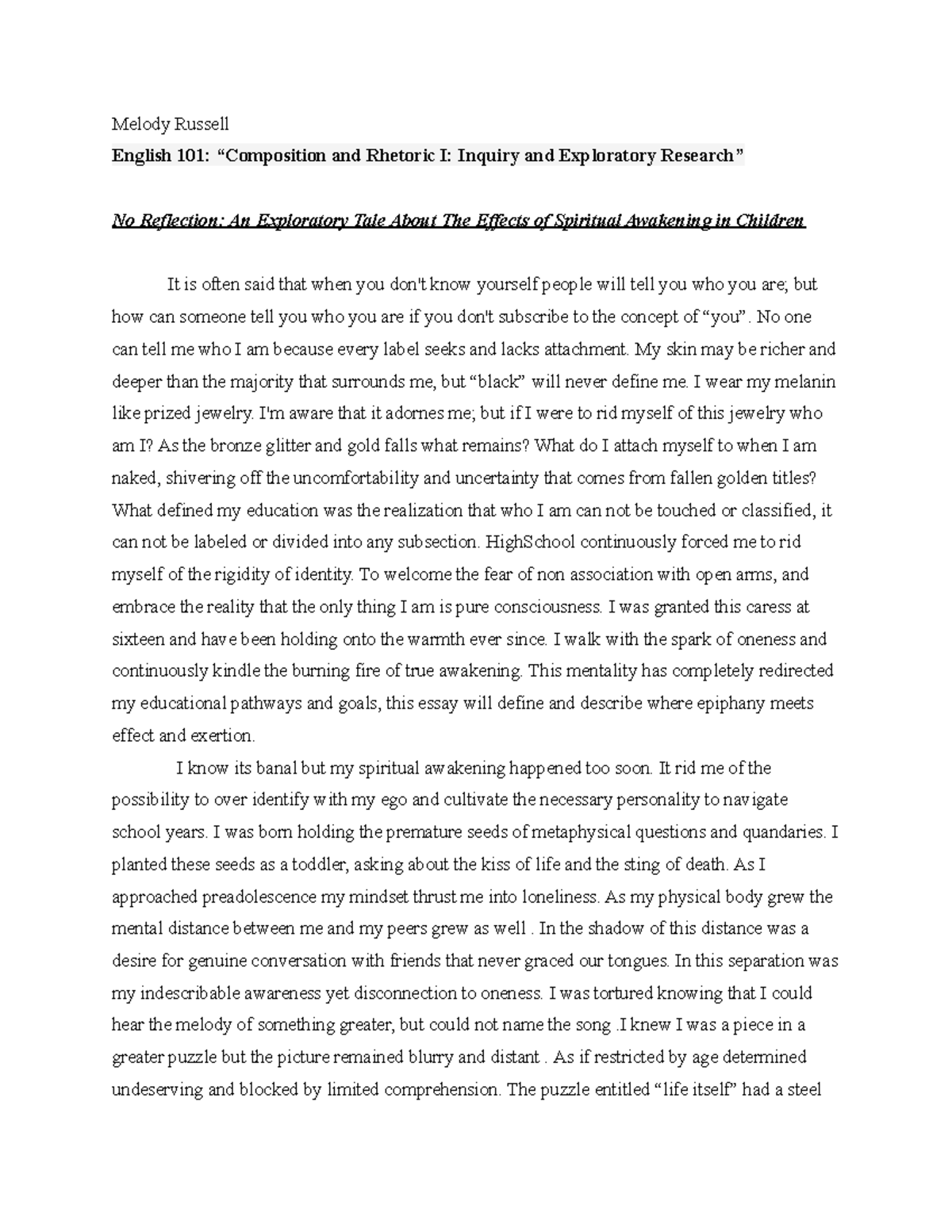 English nar Melody Russell English 101