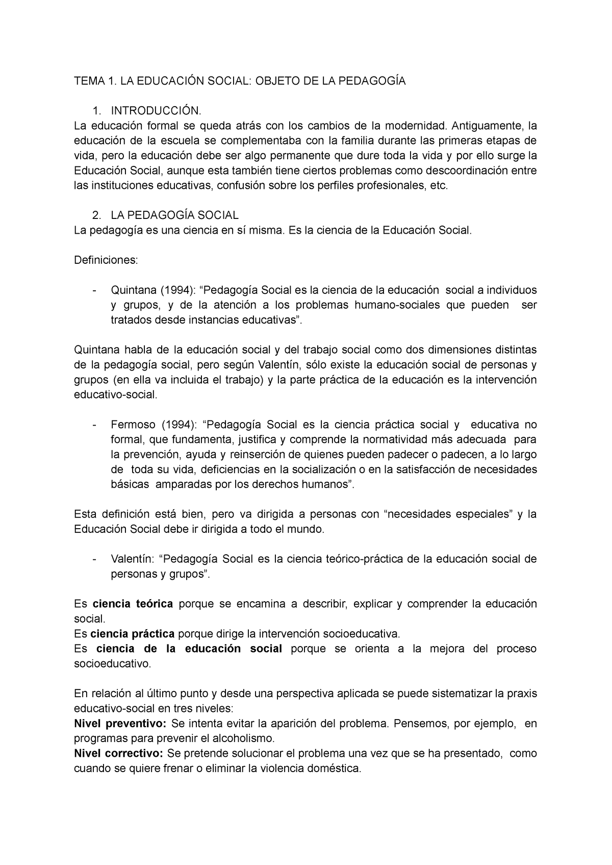 Apuntes Modelos De Intervencion Socioeducativa Tema La Educaci N Social Objeto De La