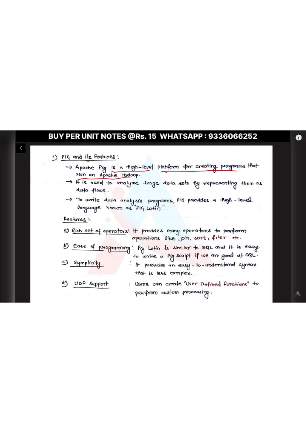 B D UNIT 5 - BUY PER UNIT NOTES a Rs. 15 WHATSAPP: 9336066252 i 1) PIG ...