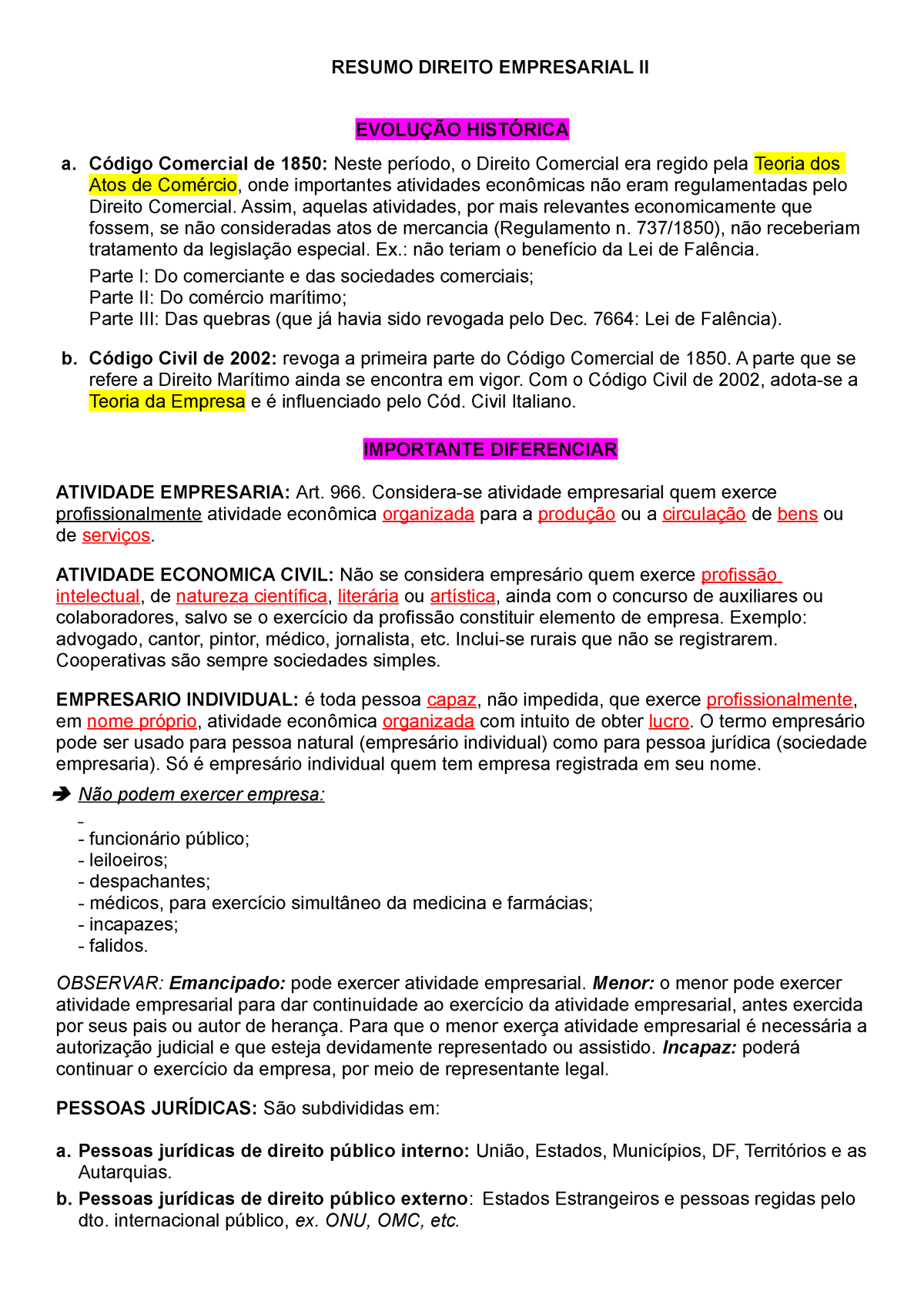 Resumo Direito Empresarial Resumo Direito Empresarial Ii A Comercial De 1850 Neste O 5417