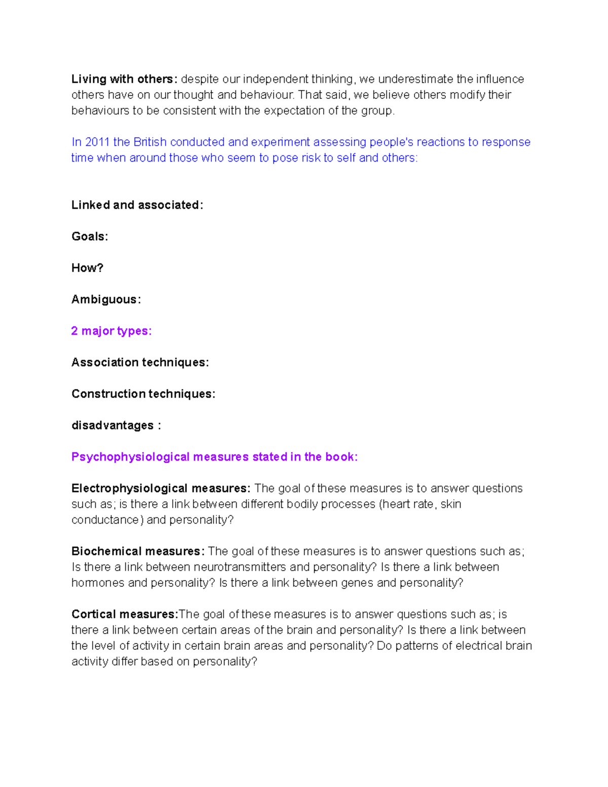 Psychology notes chapter 13 - Living with others: despite our ...