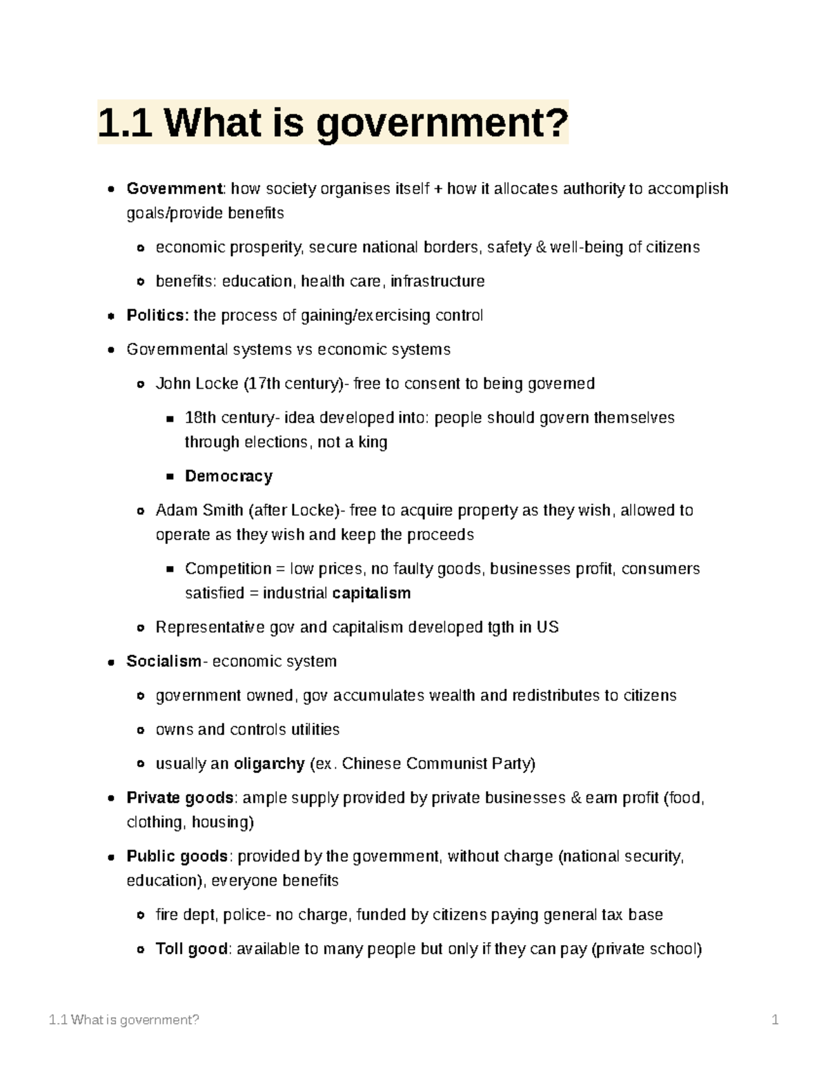 American Government Chapter 1.1 - 1 What Is Government? 1 1 What Is ...