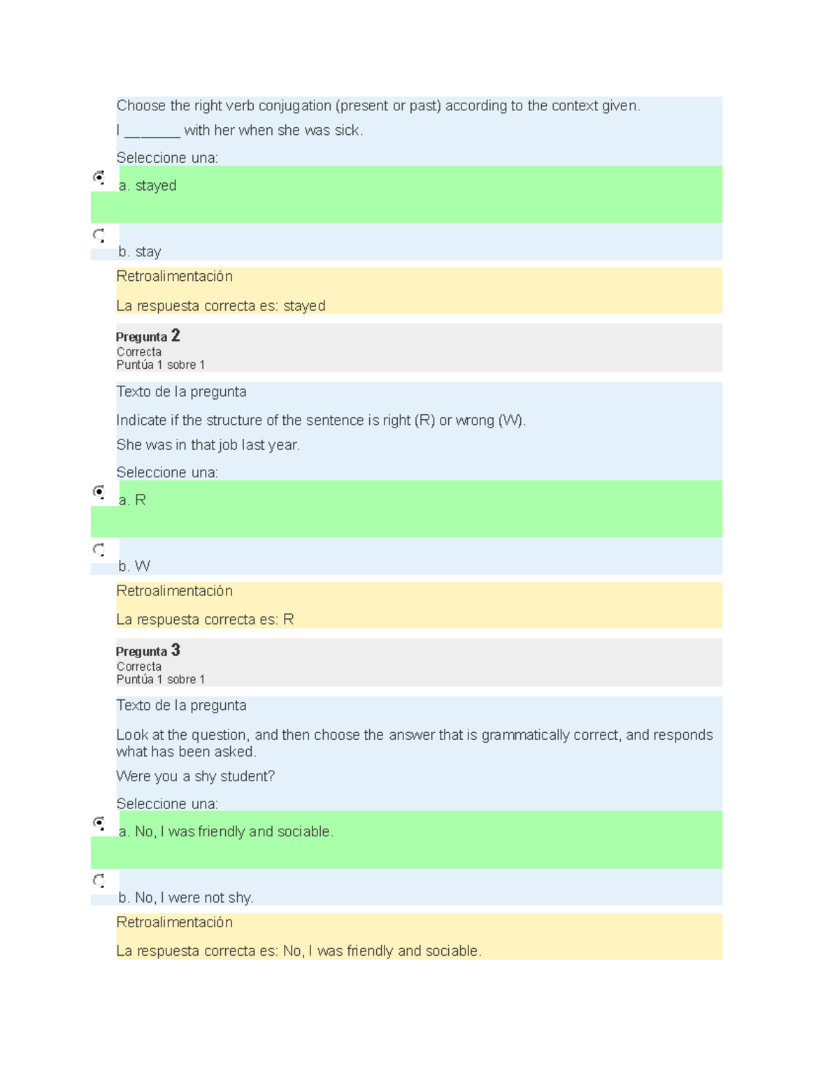 Assignment 1 questionnaire U1 INGLES 2 Choose the right verb