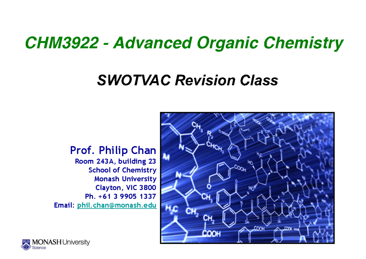 CHM3922 Swotvac 26 10 21aaaaaaaaaa aaaaaa aaaaaaa CHM3922 Advanced Organic Chemistry Prof