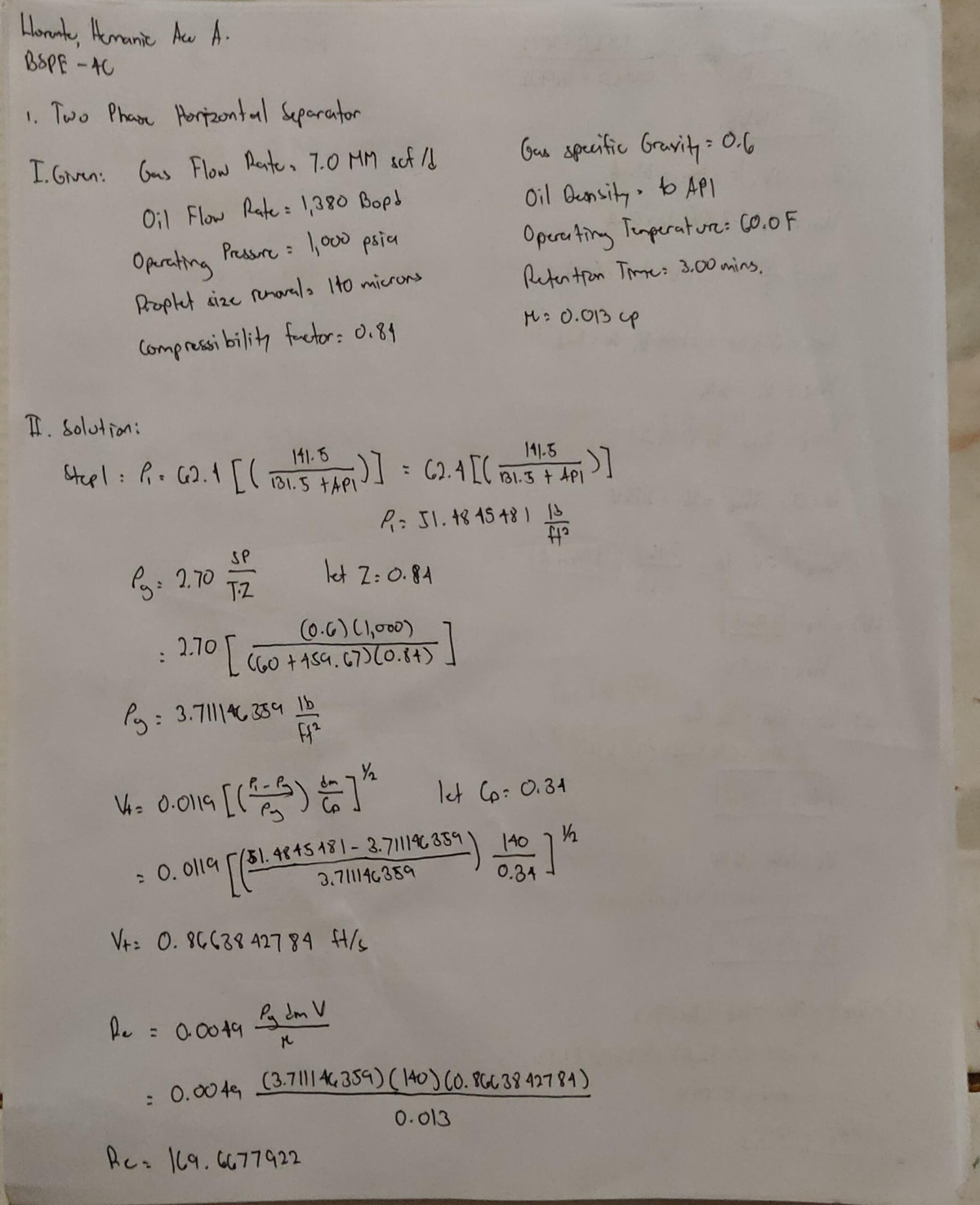 Petroleum Production Engineering II Quiz on Separators - Petroleum ...