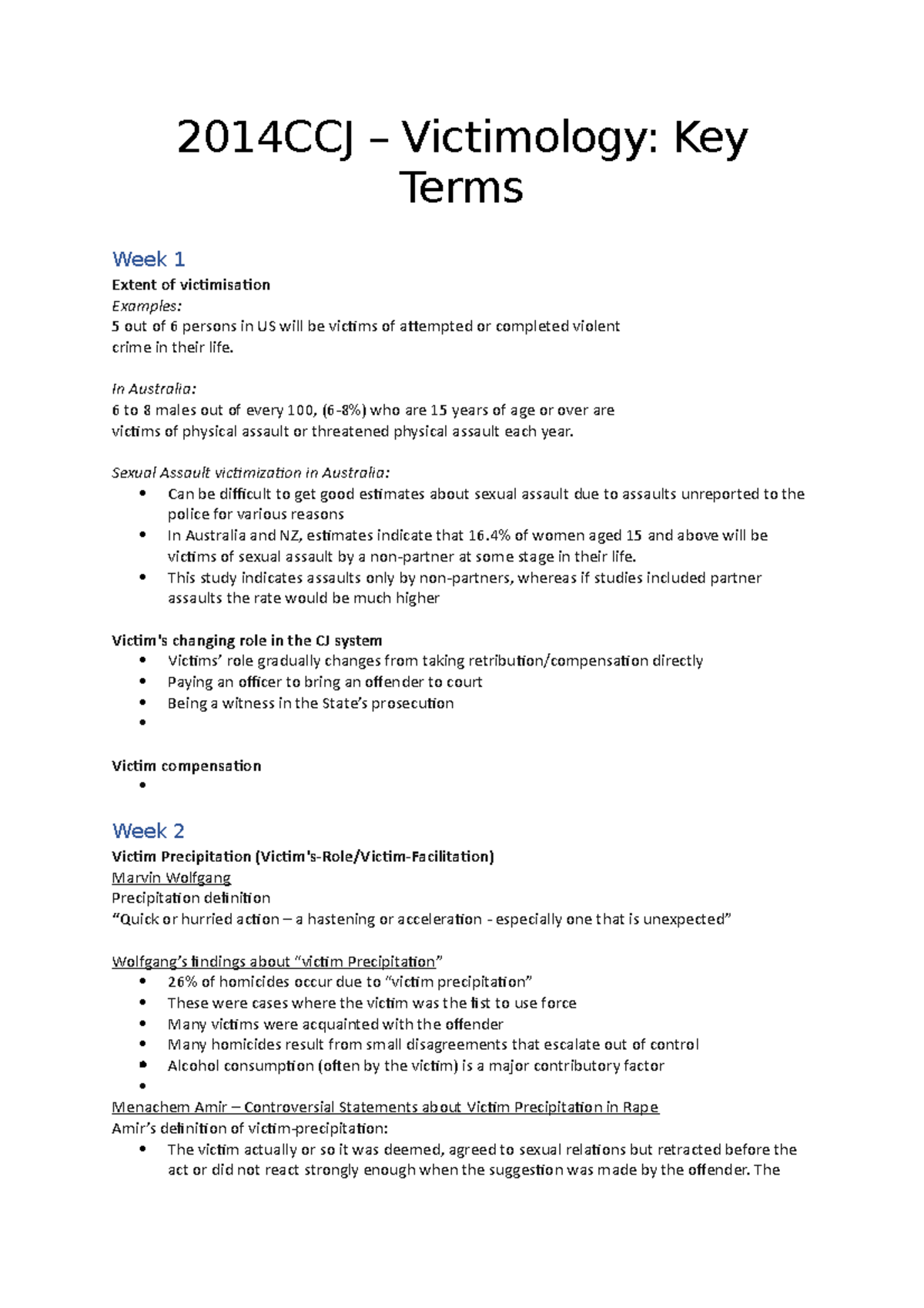 Key Terms Essay Prep 2014CCJ Victimology Key Terms Week 1 Extent
