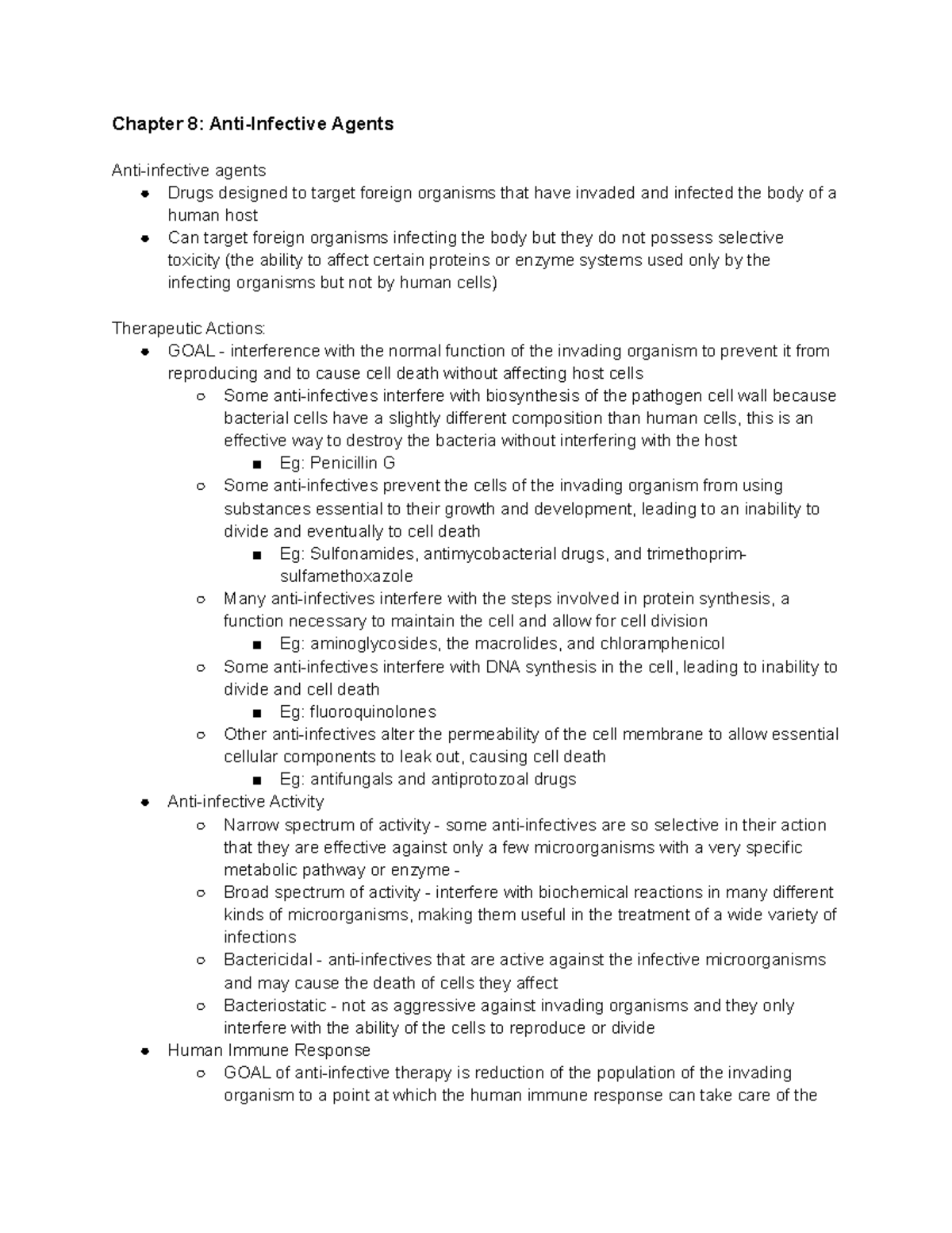 Chapter 8 Anti-Infective Agents - Chapter 8: Anti-Infective Agents Anti ...