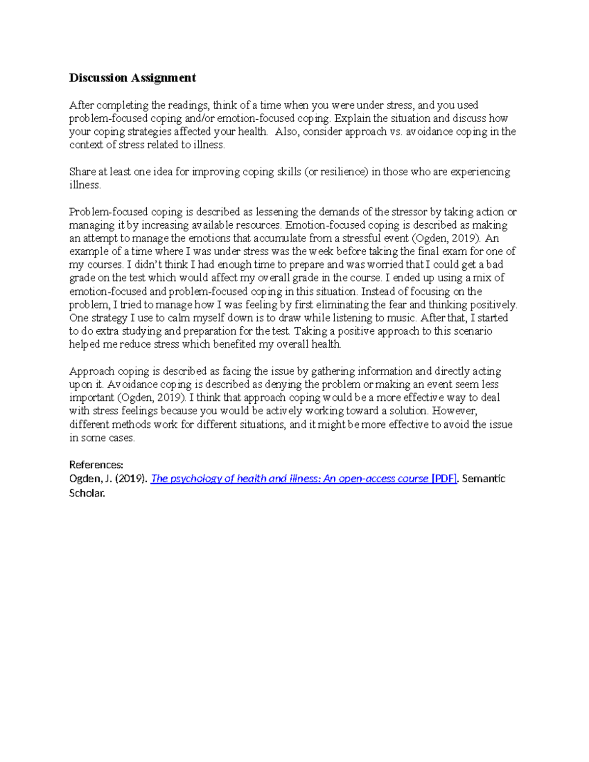 Discussion Assignment Unit 5 - Discussion Assignment After completing ...
