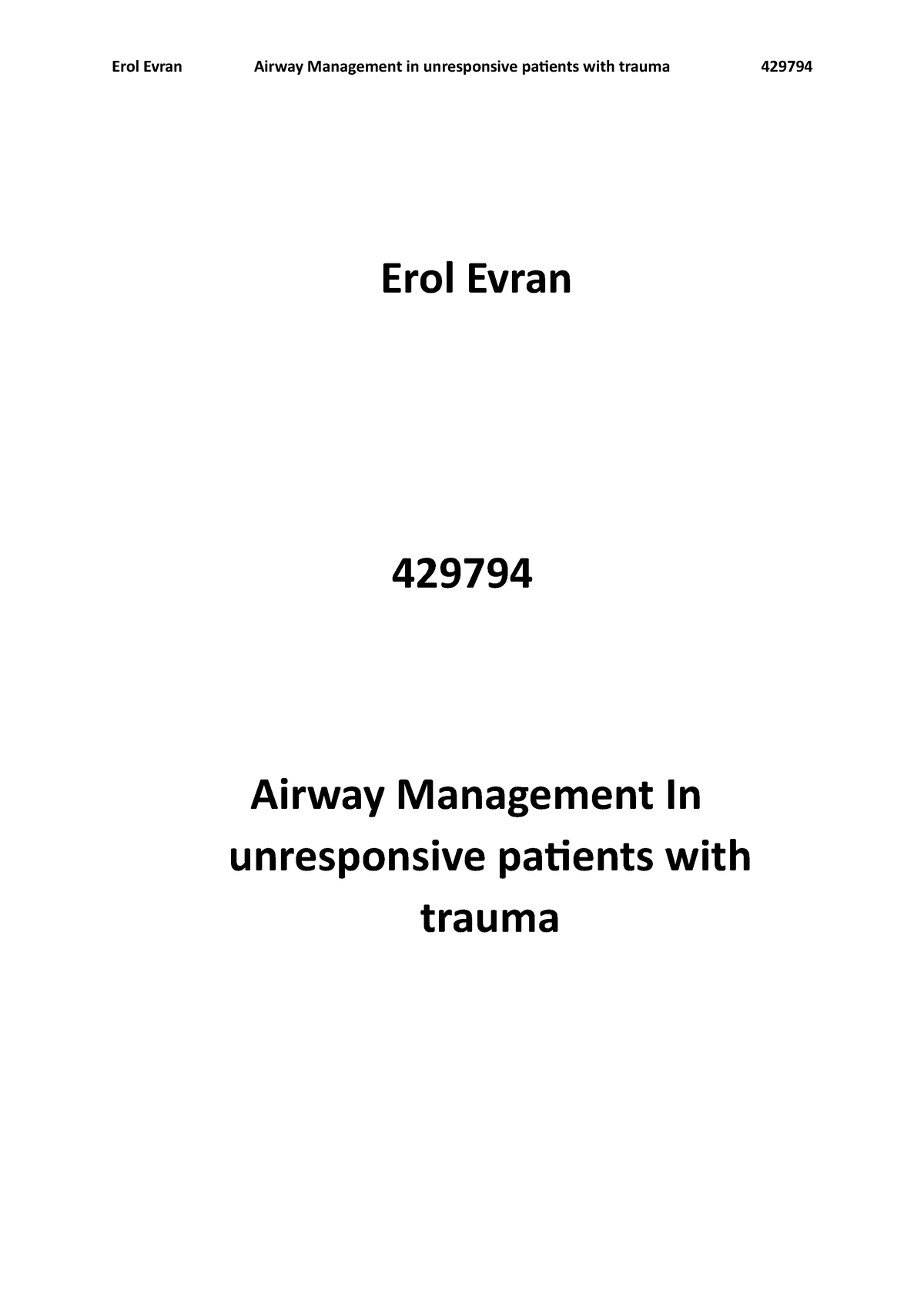 Airway Management Lecture Notes Erol Evran Airway Management In Unresponsive Patients With 6588