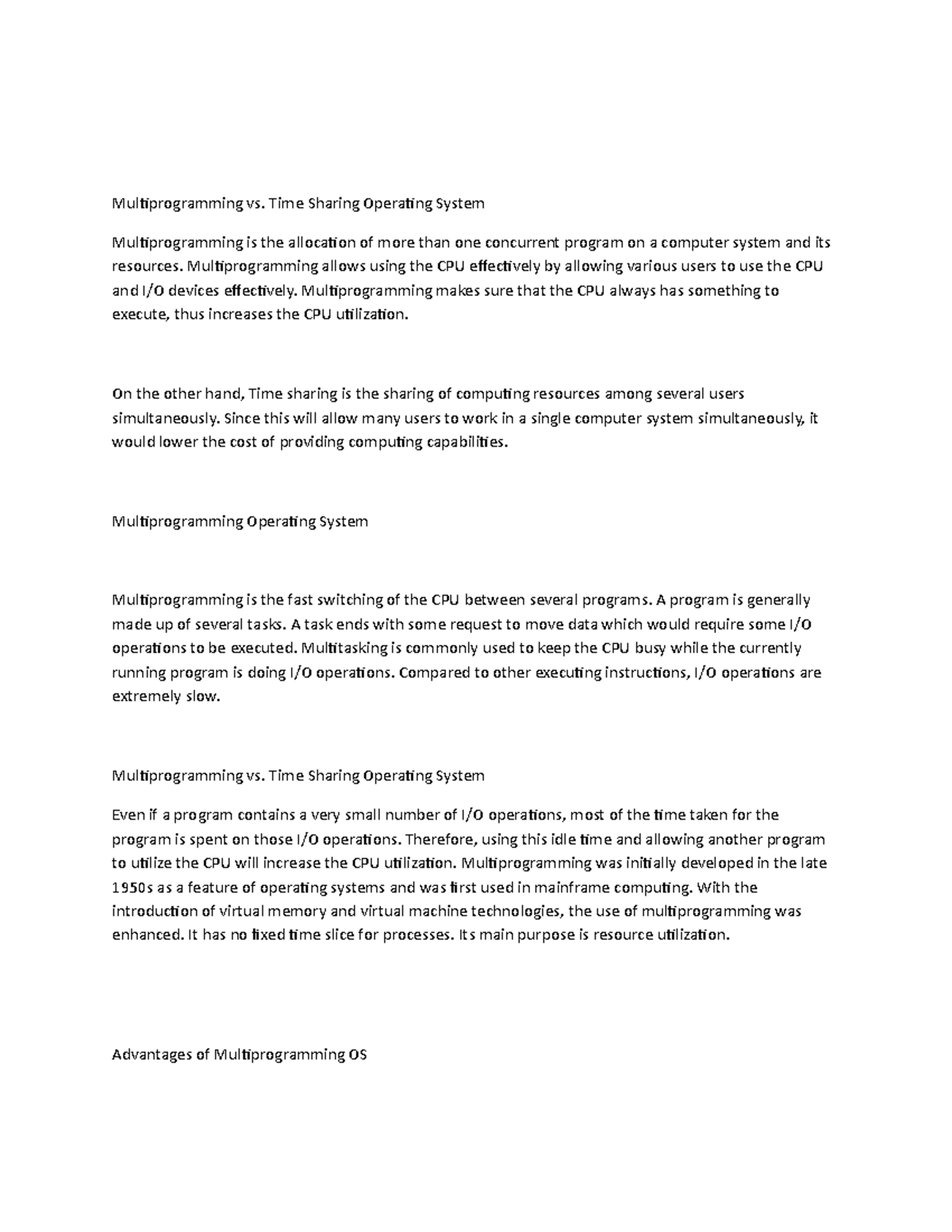Multiprogrammin-WPS Office - Multiprogramming vs. Time Sharing ...
