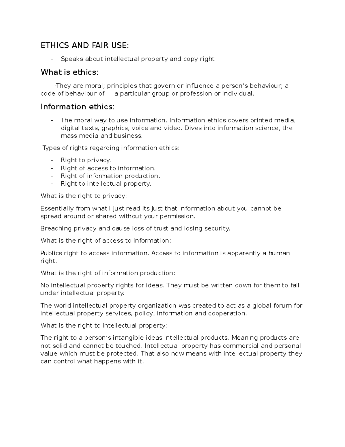 AIM111 - ETHICS AND FAIR USE: - Speaks about intellectual property and ...