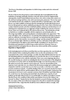 Adult Relations Essay - ‘The Divorce, Dissolution and Separation Act ...