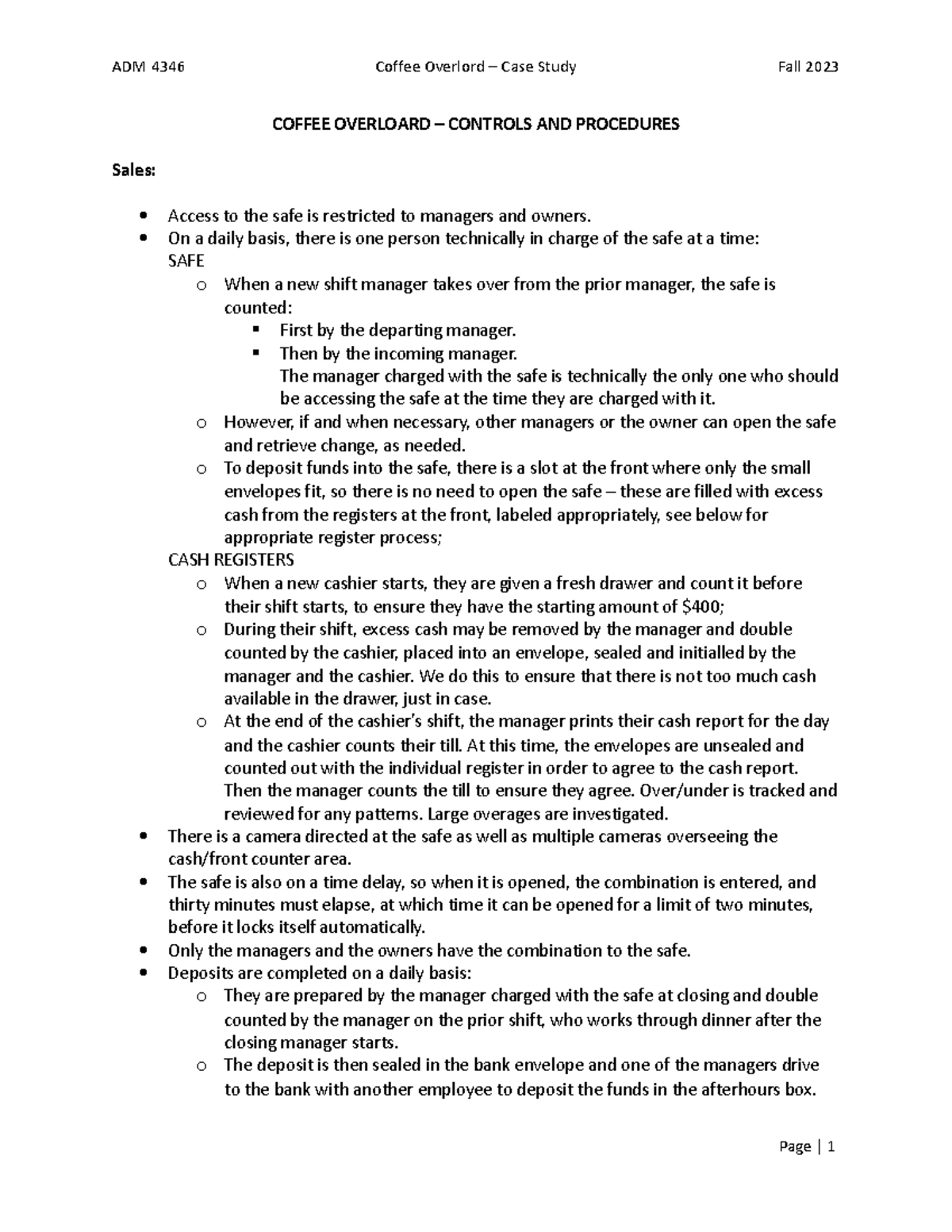 ADM 4346 Coffee Overlord Controls and Procedures COFFEE OVERLOARD