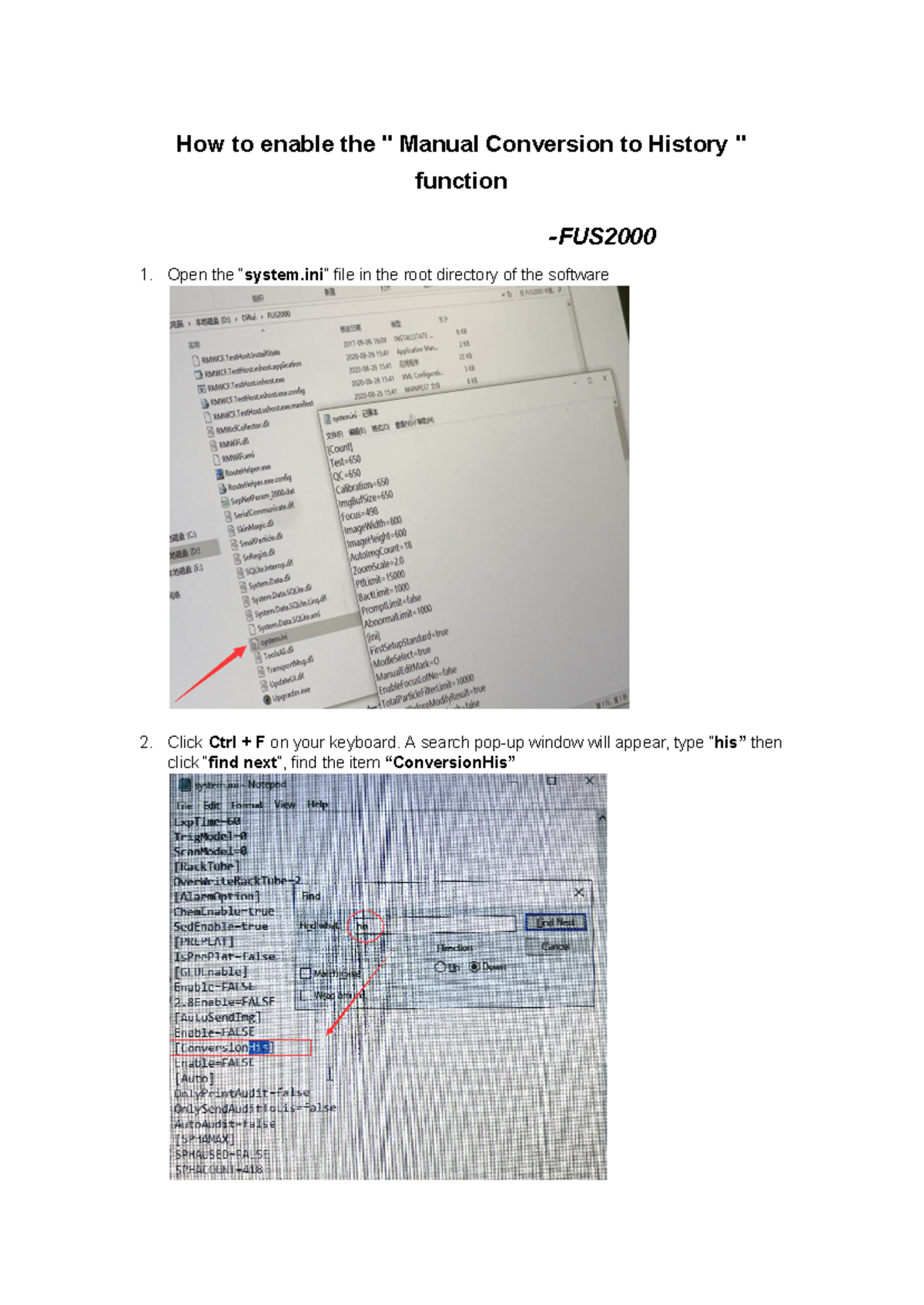 1 How to enable the Manual Conversion to History function-FUS2000 ...
