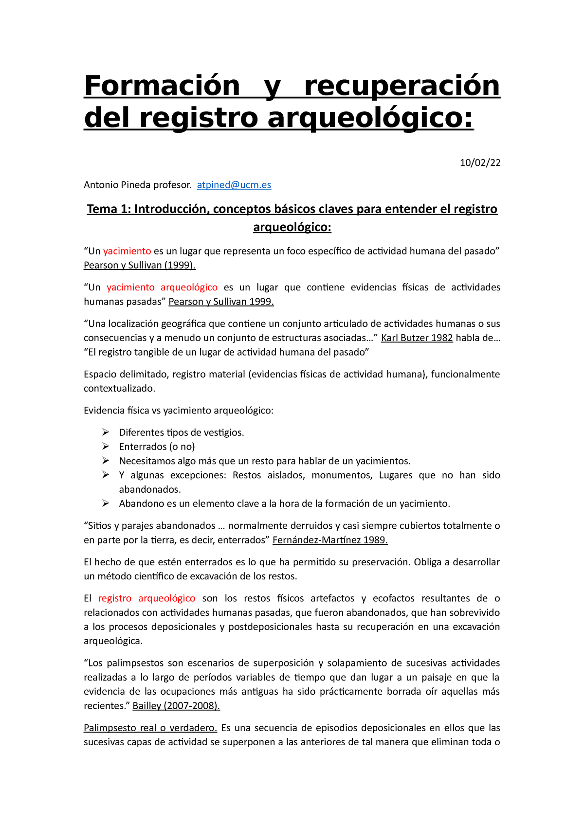 Formación Y Recuperación Del Registro Arqueológico - Formación Y ...