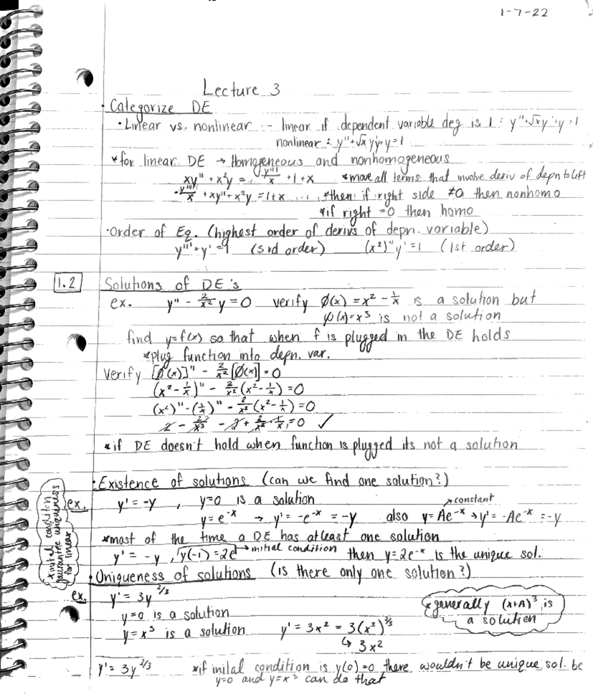 Solutions of differential equations - MATH 20D - Studocu