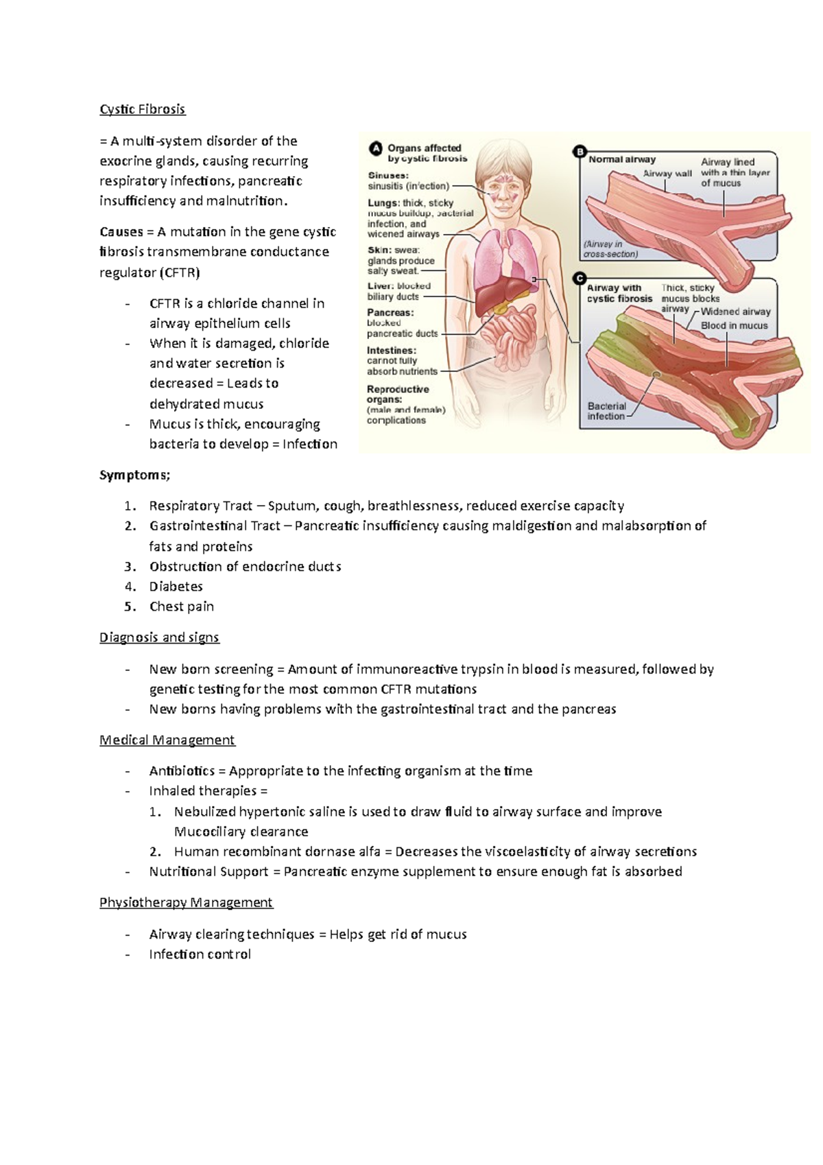 Respiratory Pathology - Cystic Fibrosis - Cystic Fibrosis = A multi ...