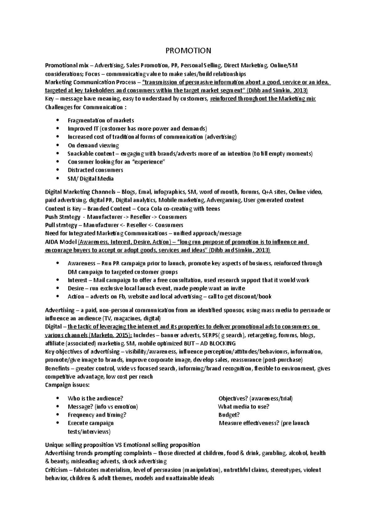 Promotion - Lecture 6 - PROMOTION Promotional mix – Advertising, Sales ...