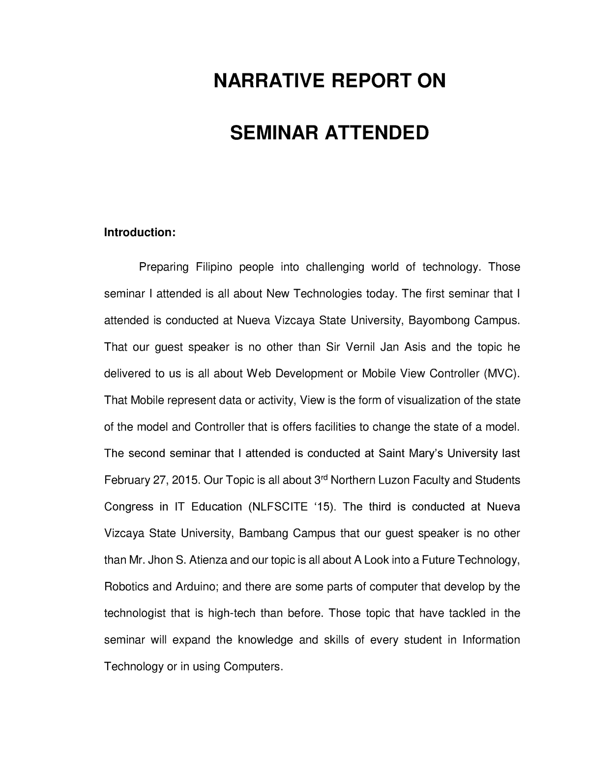 how to write a report on seminar presentation