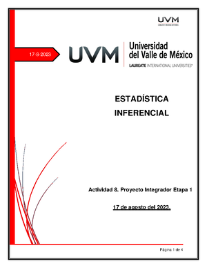 [Solved] Regresin Lineal Simple - Estadística Inferencia (UVM) - Studocu