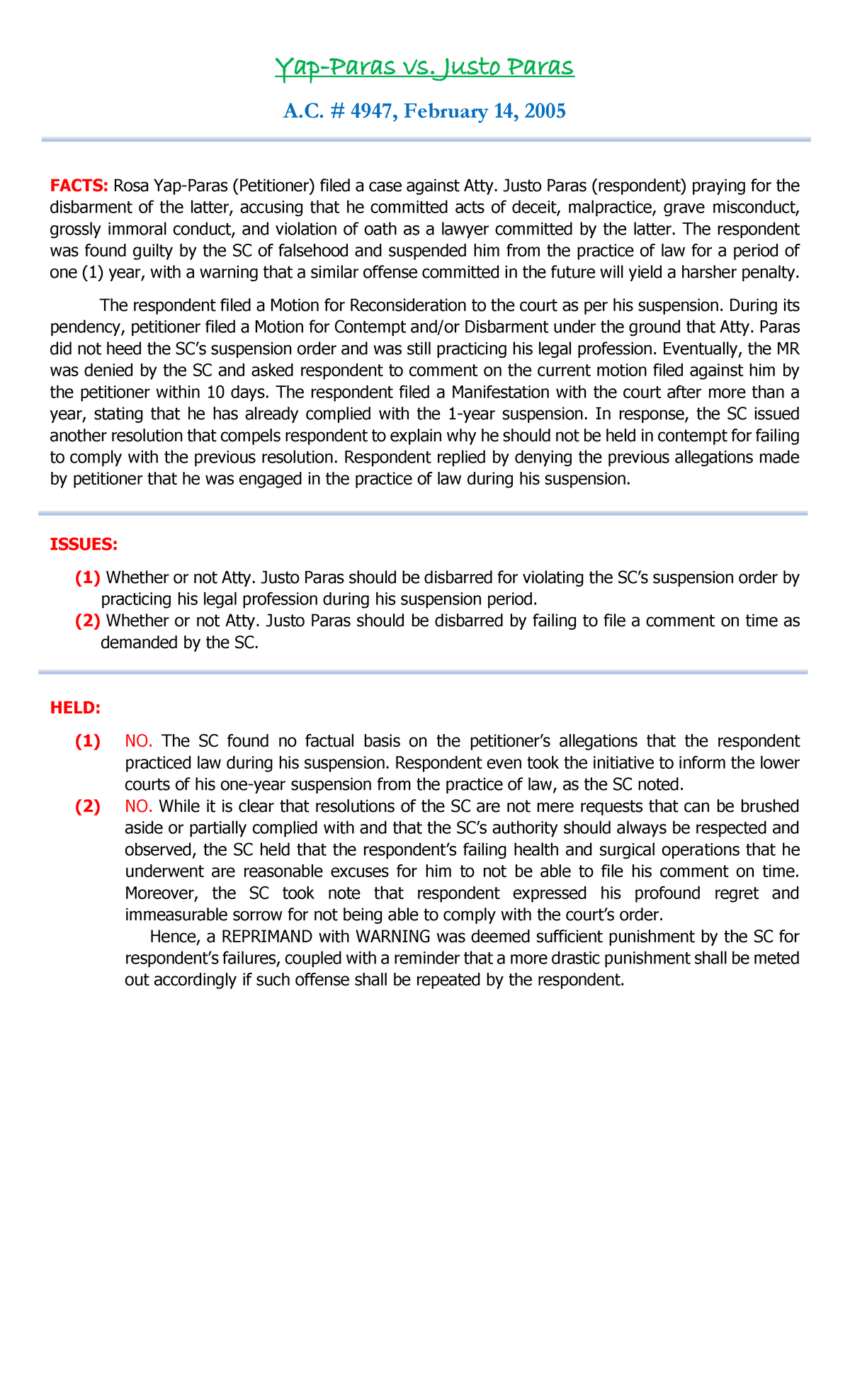 Scribd - full text - Yap-Paras vs. Justo Paras A. # 4947, February 14 ...
