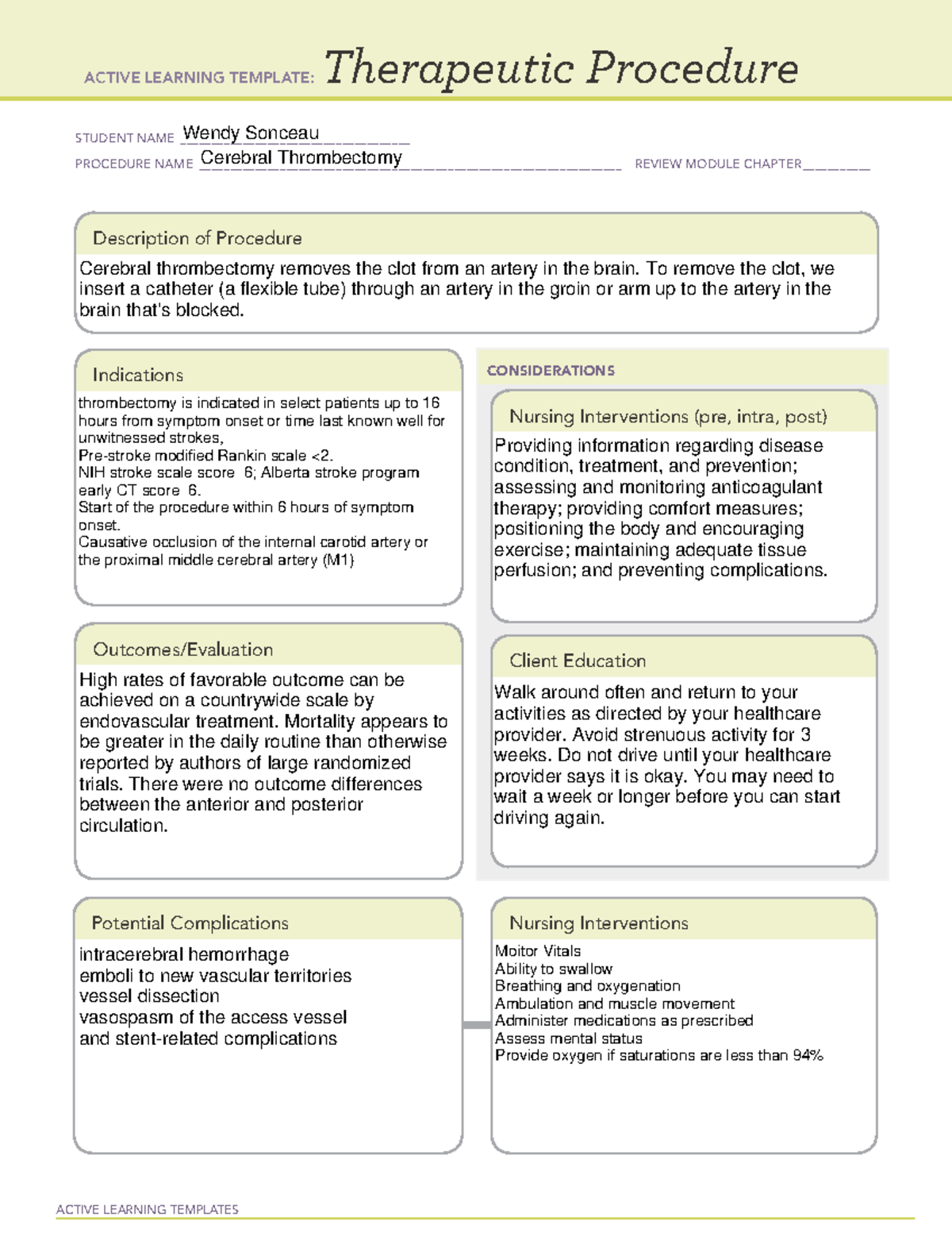 Cerebral Thrombectomy - ACTIVE LEARNING TEMPLATES Therapeutic Procedure ...