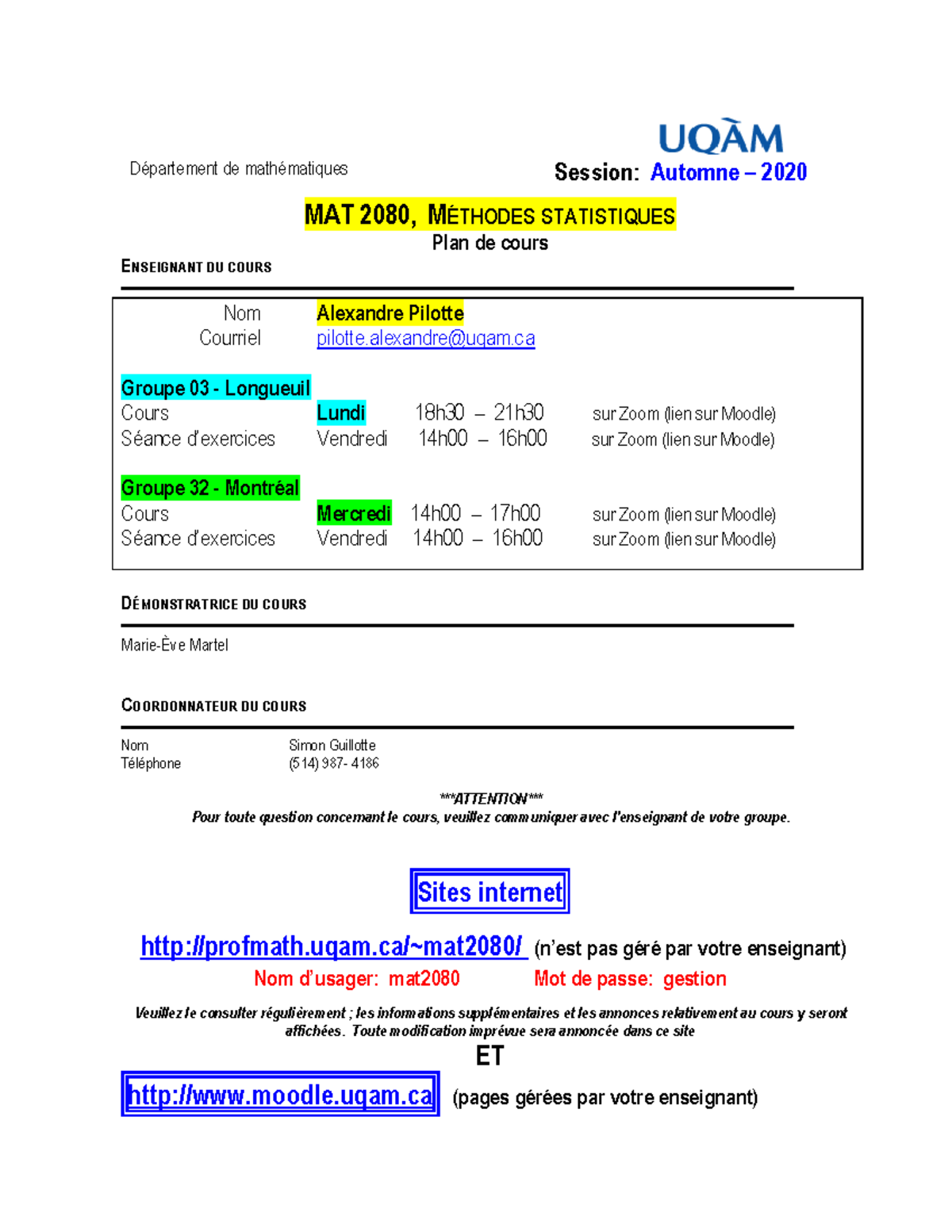 Plan De Cours-MAT2080-APilotte-A20 - MAT 2080 , MÉTHODES STATISTIQUES ...