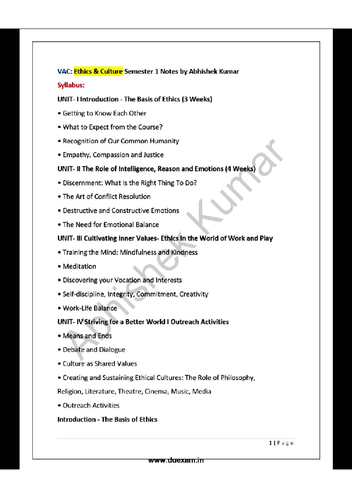 Ethics and culture vac notes - VAC: Ethics Culture Semester 1 Notes ...