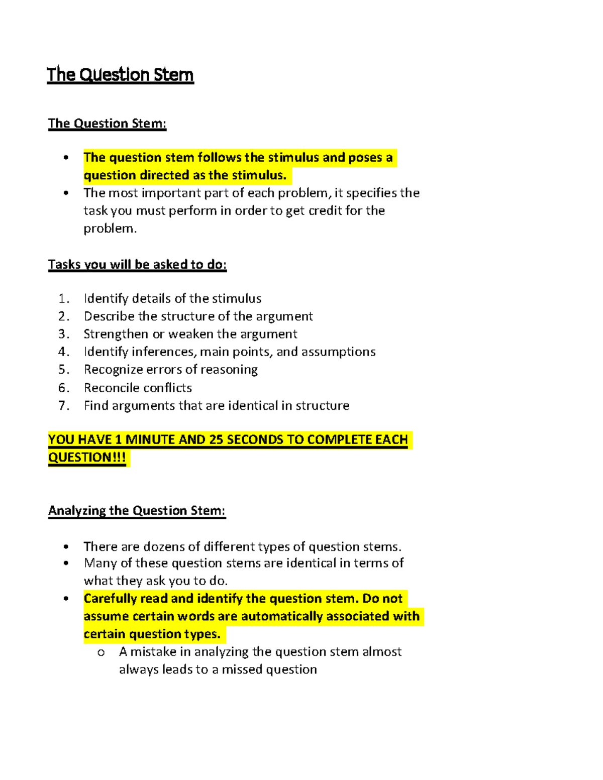 Logical Reasoning: The Question Stem - The Question Stem: The question ...