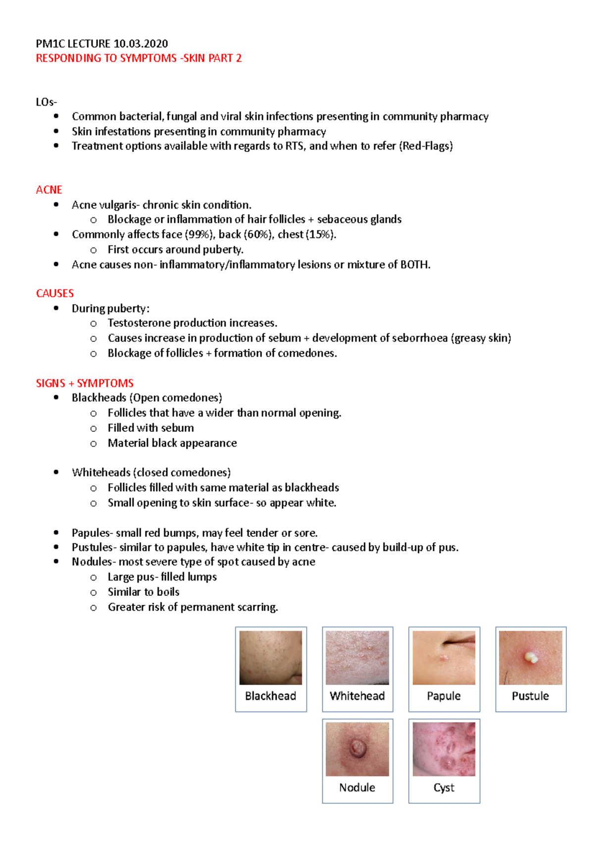 PM1C Lecture 10.03.2020 Responding TO Symptoms -SKIN PART 2 - PM1C ...