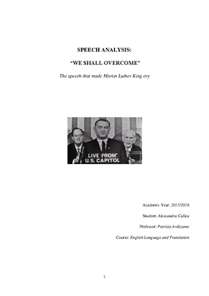 Speech Analysis We Shall Overcome Studocu