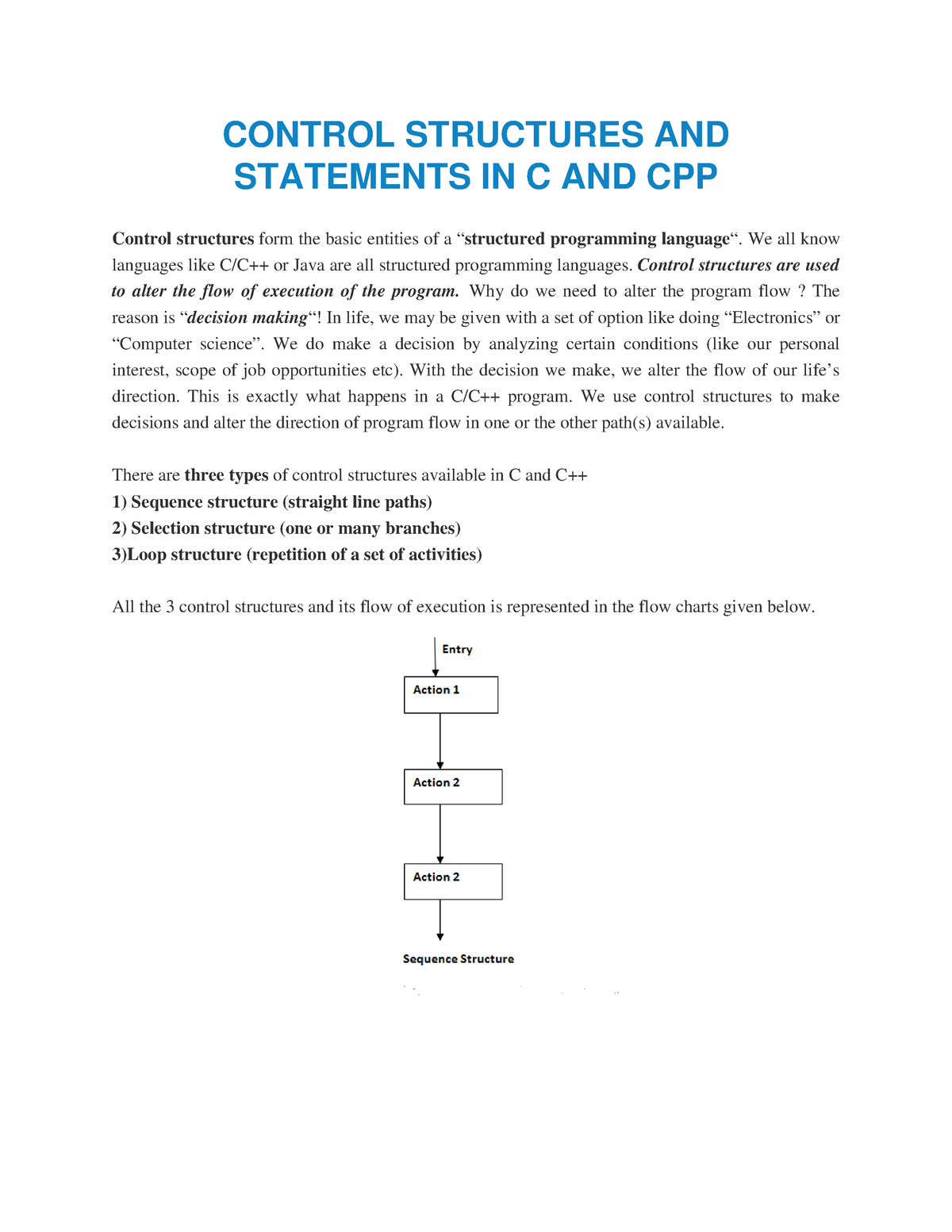 assignment in control structure