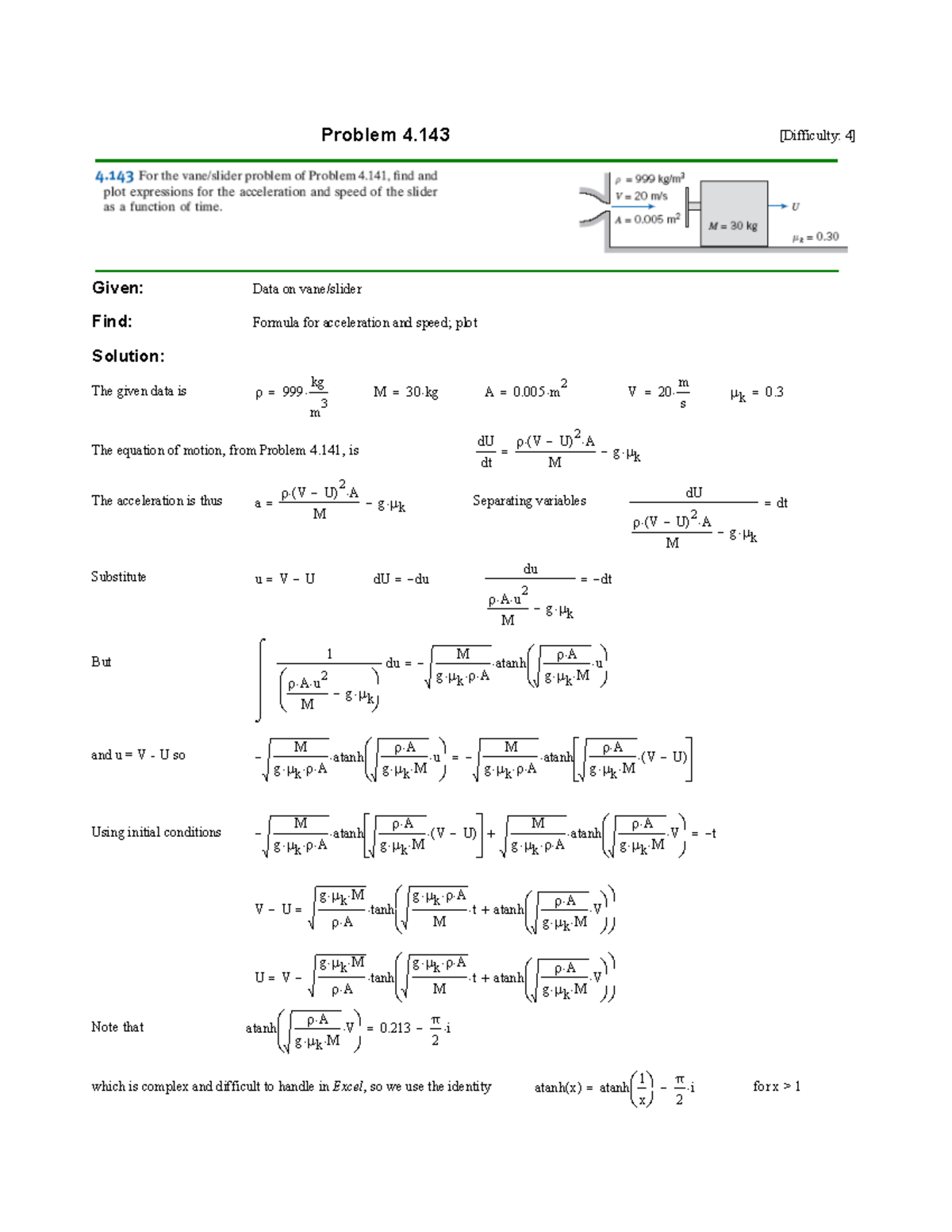 2.009 Exam Review Notes 12 Given Data on vane/slider Find Formula