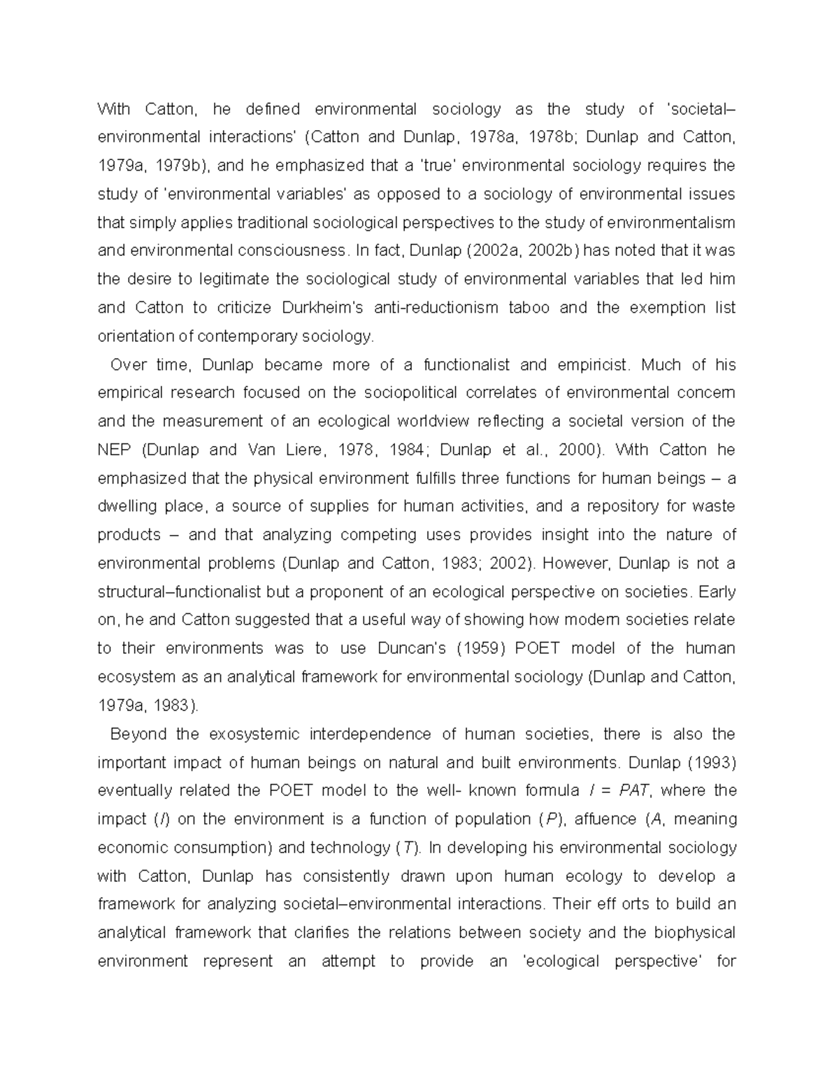 Environmental Science (15) - With Catton, he defined environmental ...