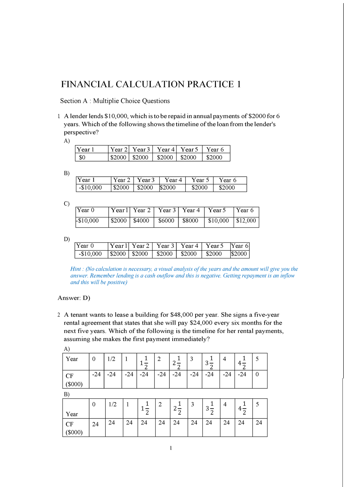 financial math assignment