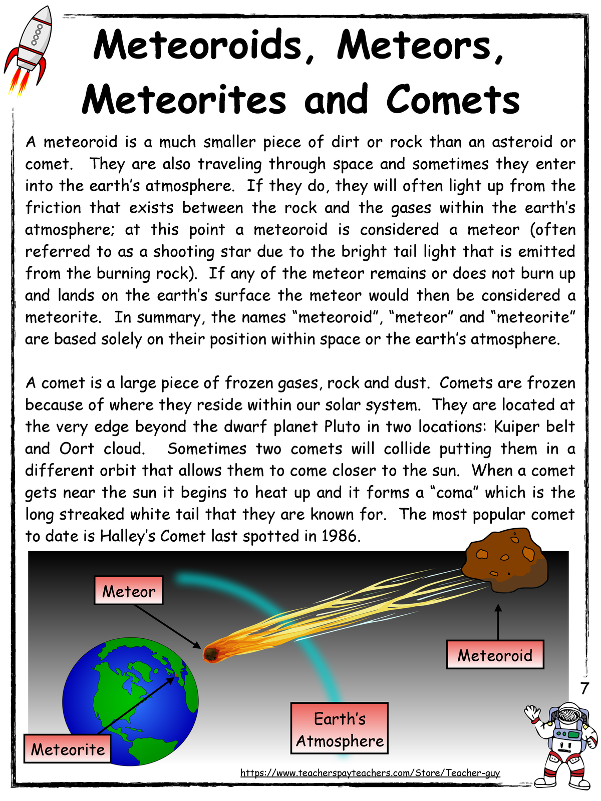 Lesson 5 - Meteoroids, Meteors, Meteorites And Comets - A Meteoroid Is ...