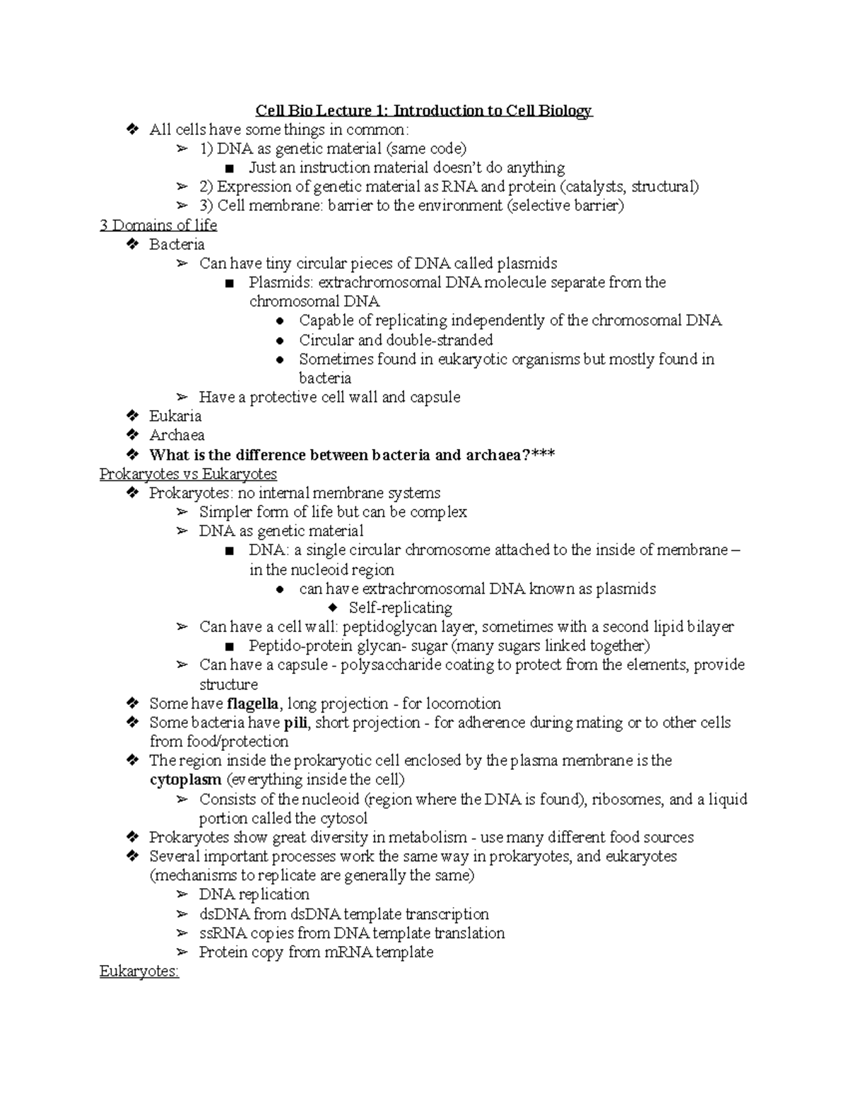 Lecture Introduction To Cell Biology Cell Bio Lecture Introduction To Cell Biology All