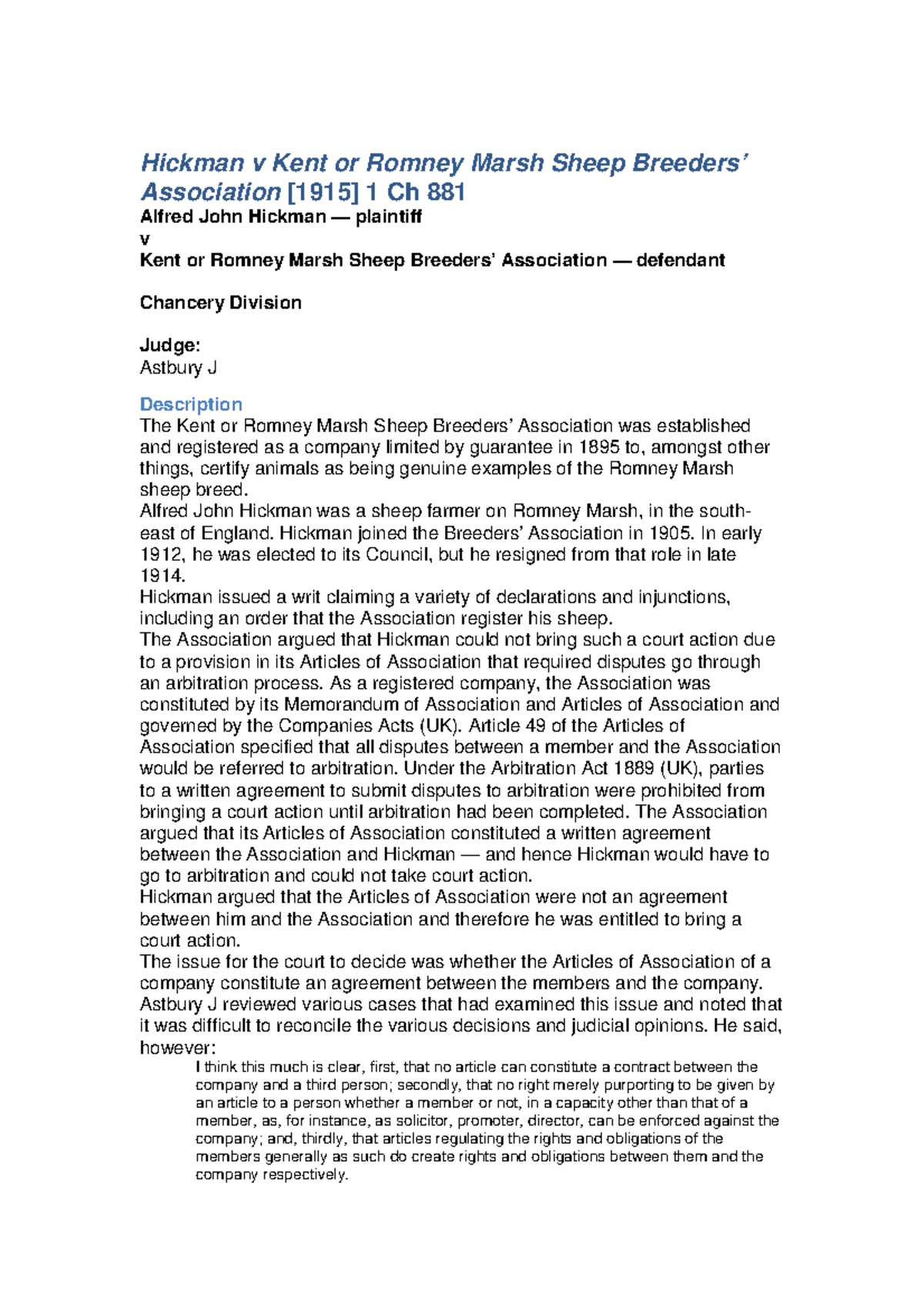Hickman v Kent - Case - Hickman v Kent or Romney Marsh Sheep Breeders ...