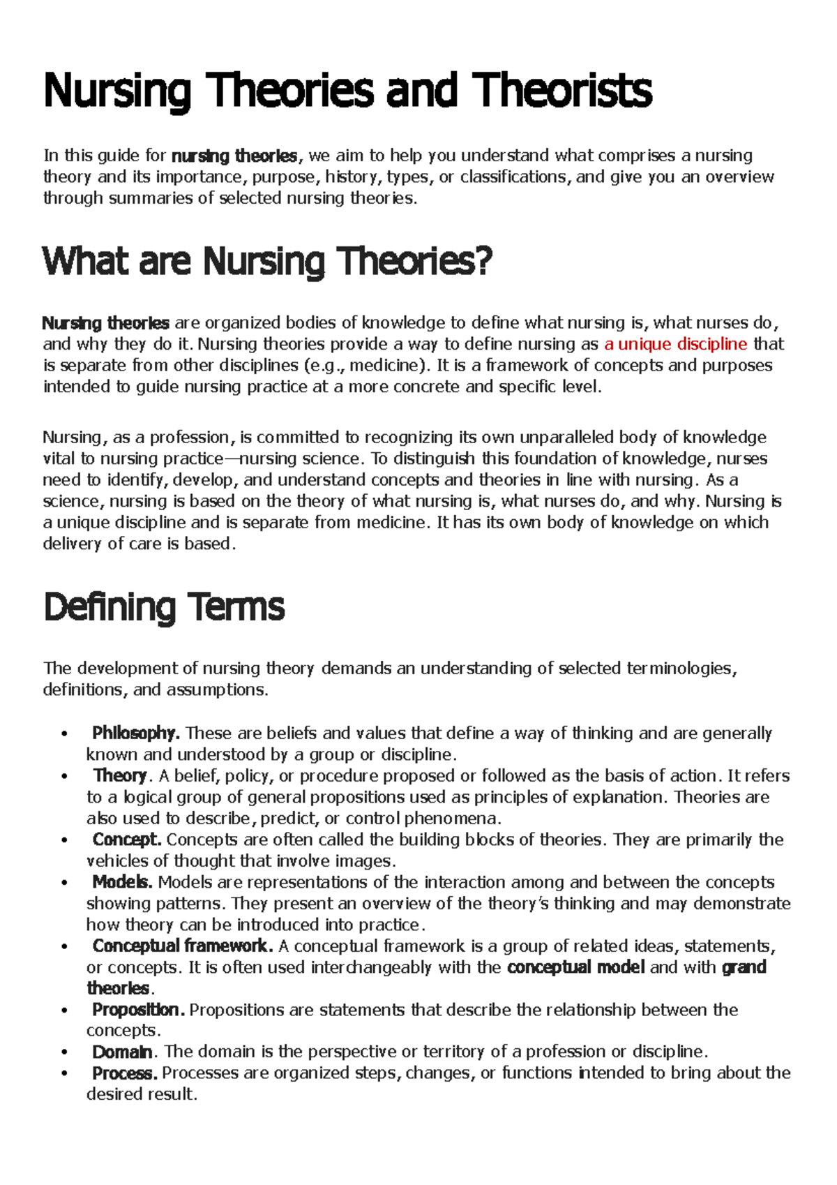 TFN-Prelim Notes - None - Nursing Theories and Theorists In this guide ...