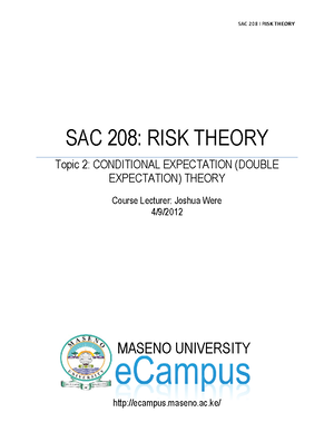 Account and Finance for Actuarial Studies - risk theory - Studocu