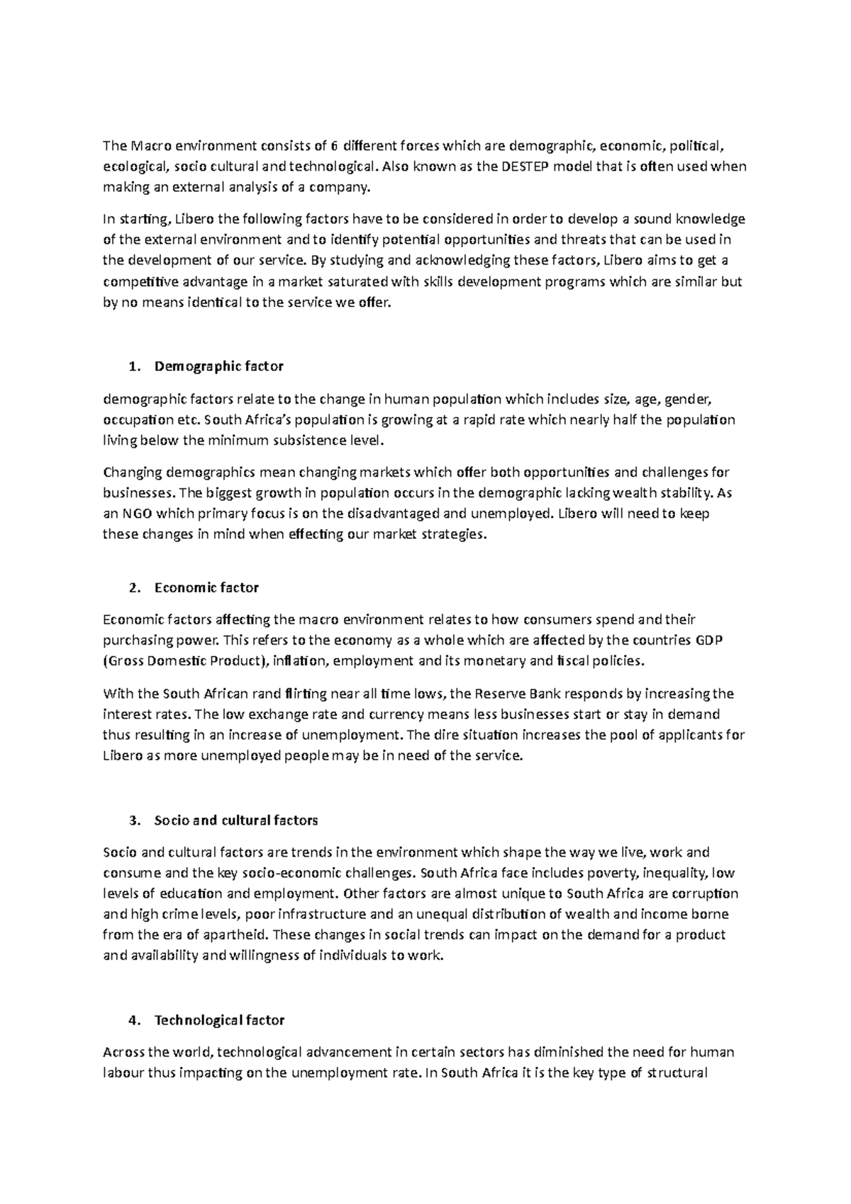 BUSINESS MANAGEMENT 2A SUMMARY NOTES - The Macro environment consists ...