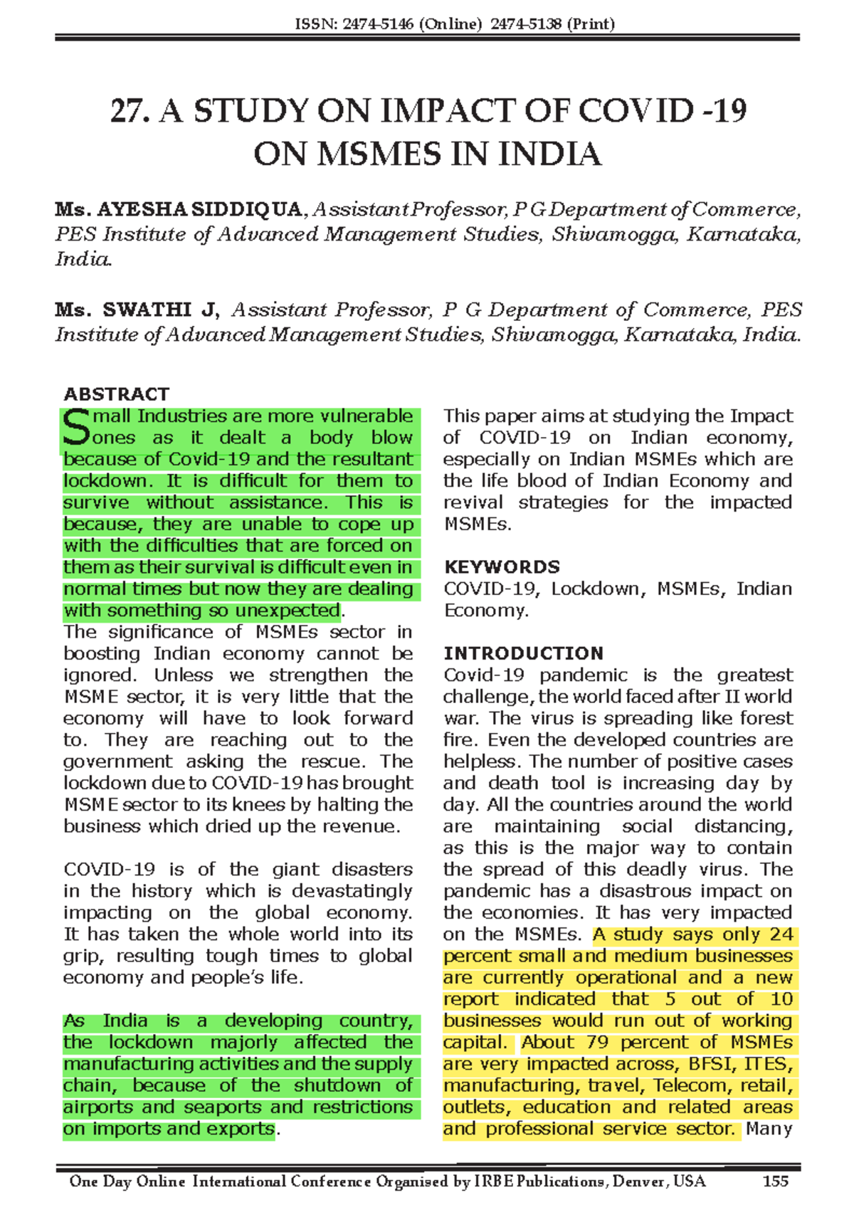 Paper 1 - MSME - ISSN: 2474-5146 (Online) 2474-5138 (Print) One Day ...