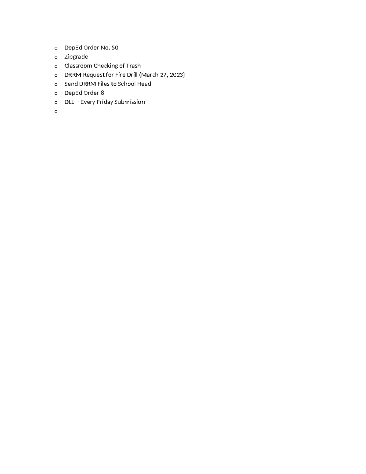 Notes on school meeting - Education - o DepEd Order No. 50 o Zipgrade o ...