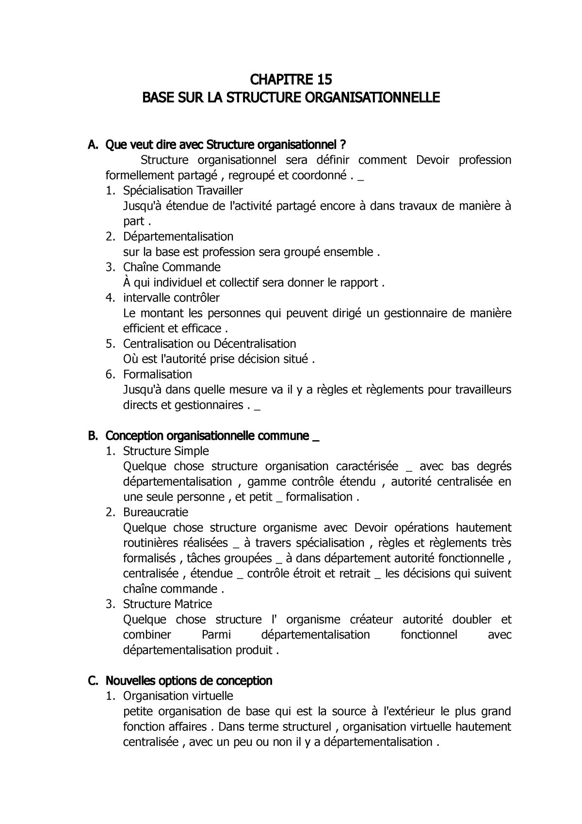 structure organisationnelle dissertation