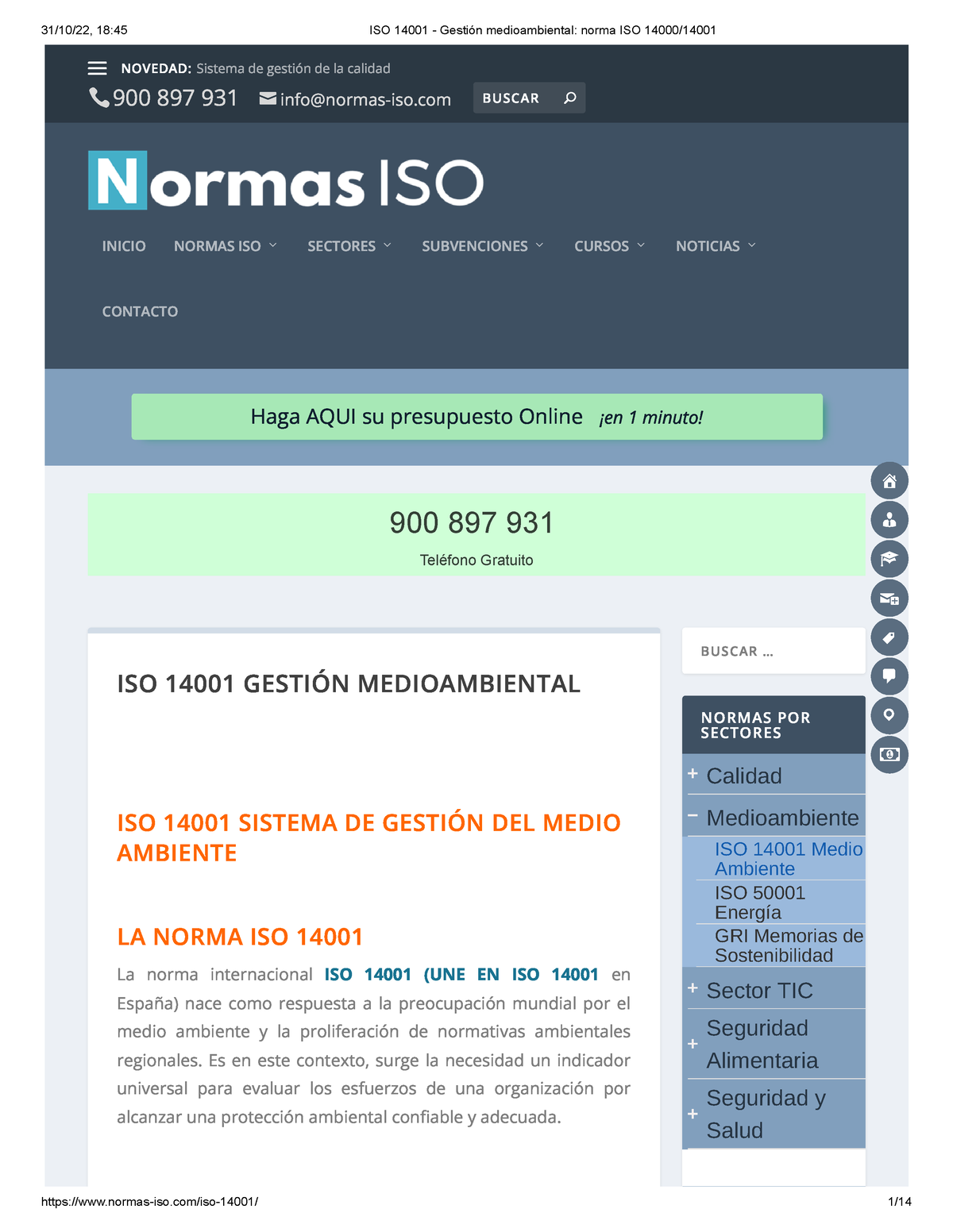 ISO 14001 - Gestión Medioambiental Norma ISO 14000 14001 - ####### Haga ...